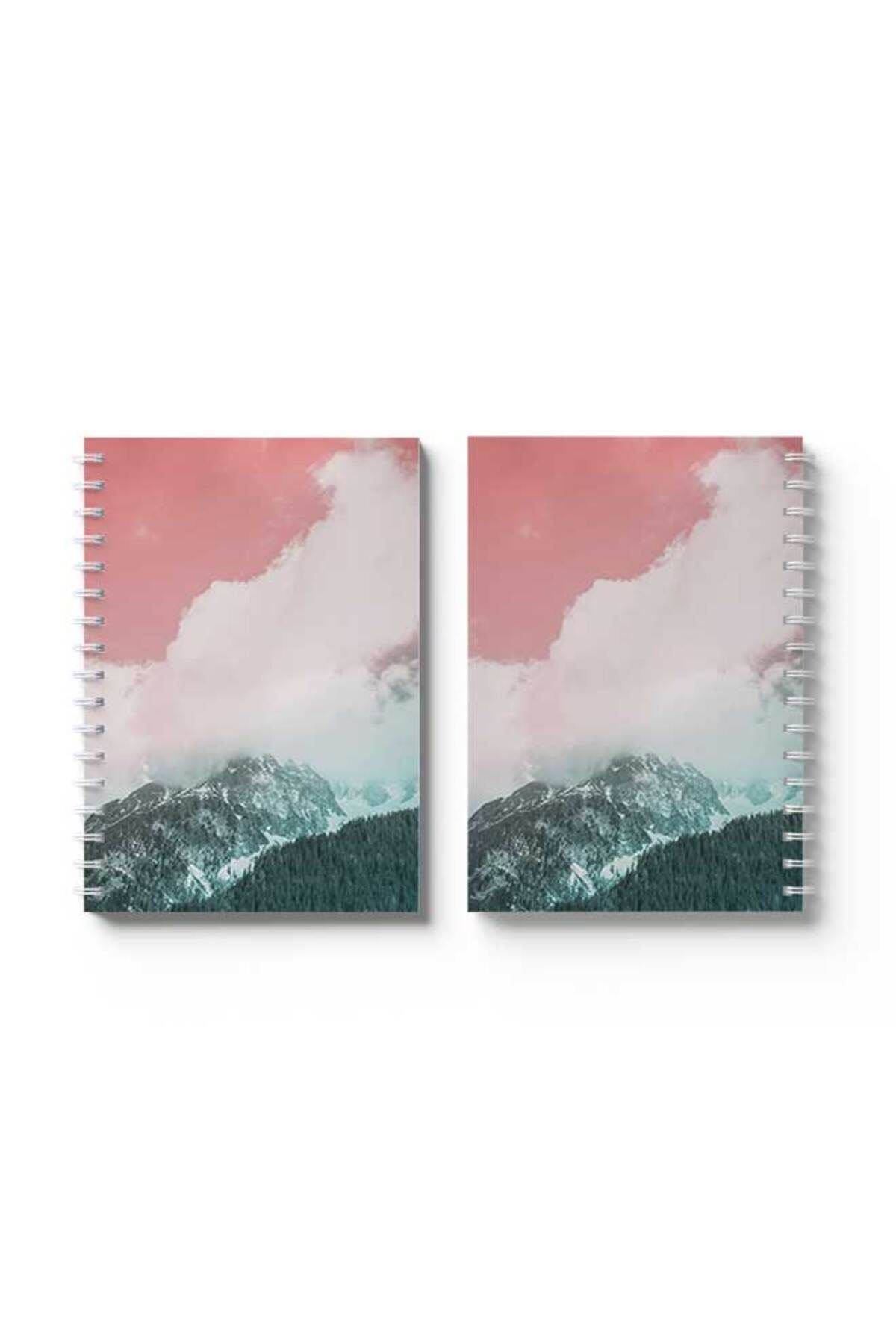 LOWHA-Spiral Notebook with Front and Back Hard Covers Featuring Mountain Design 4