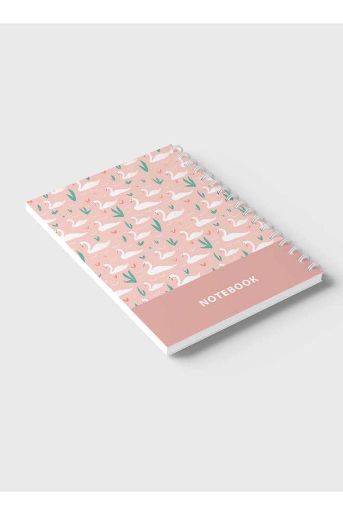 LOWHA-Spiral Notebook with Front and Back Hard Covers Featuring Swans in Pond Design 6