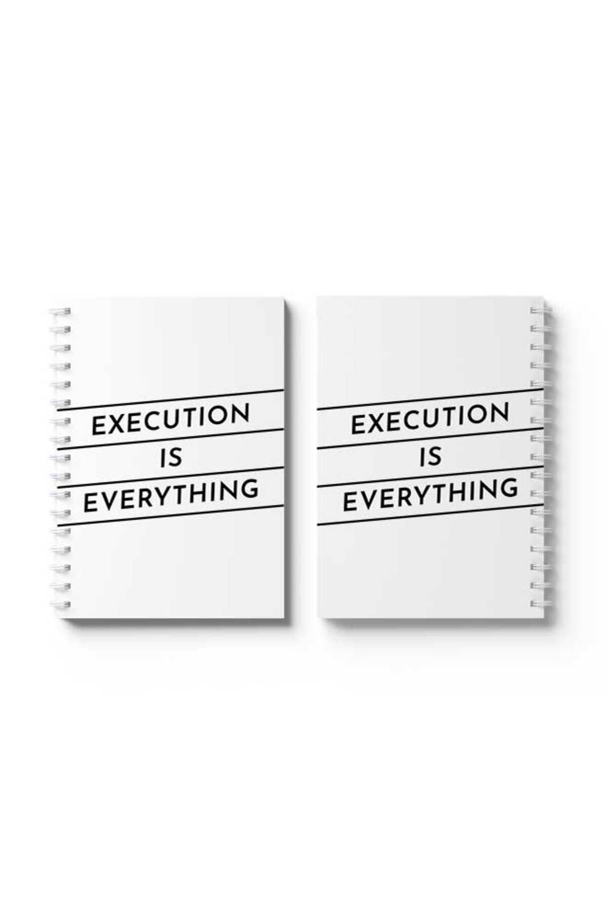 LOWHA-Spiral Notebook with Front and Back Hard Covers Featuring Execution Is Everything Design 4