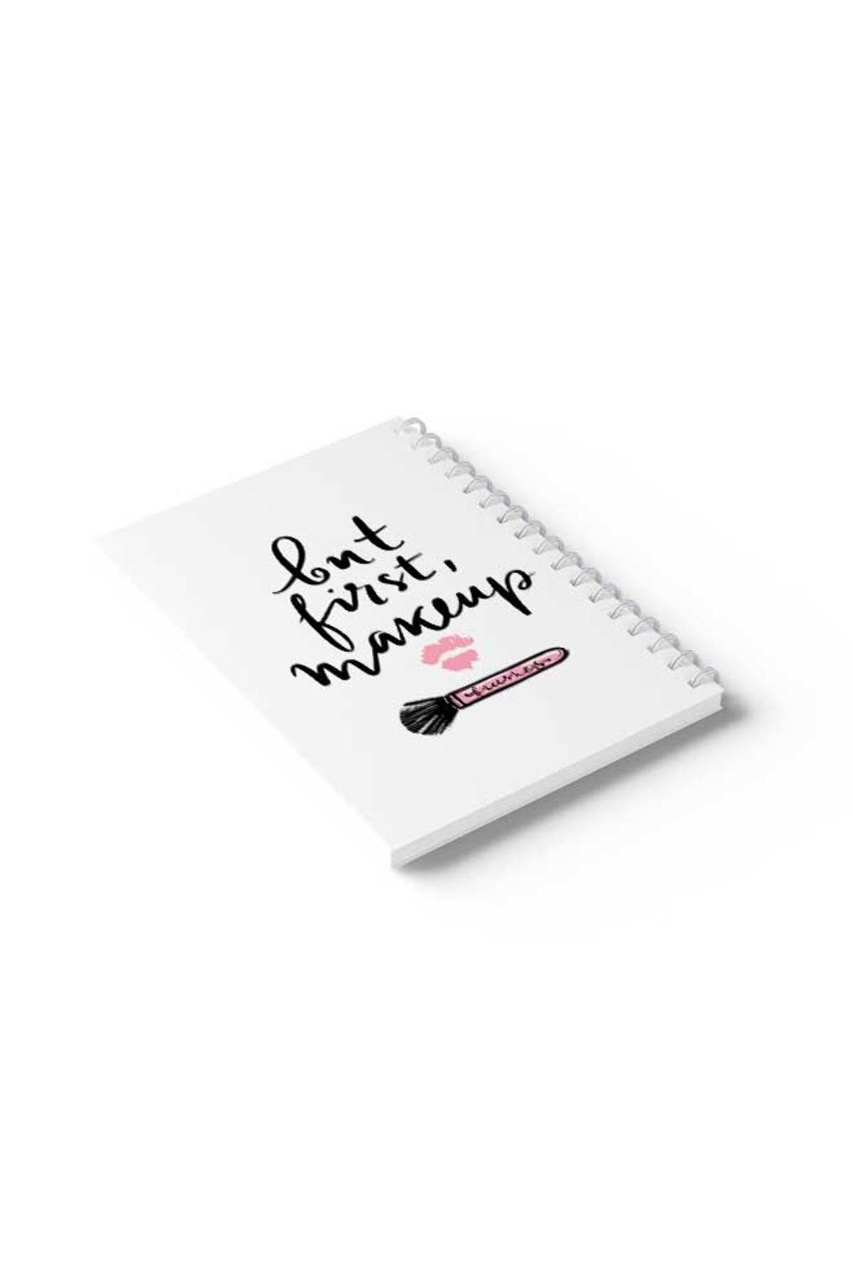 LOWHA-Spiral Notebook with Front and Back Hard Covers Featuring But First Makeup Design 6