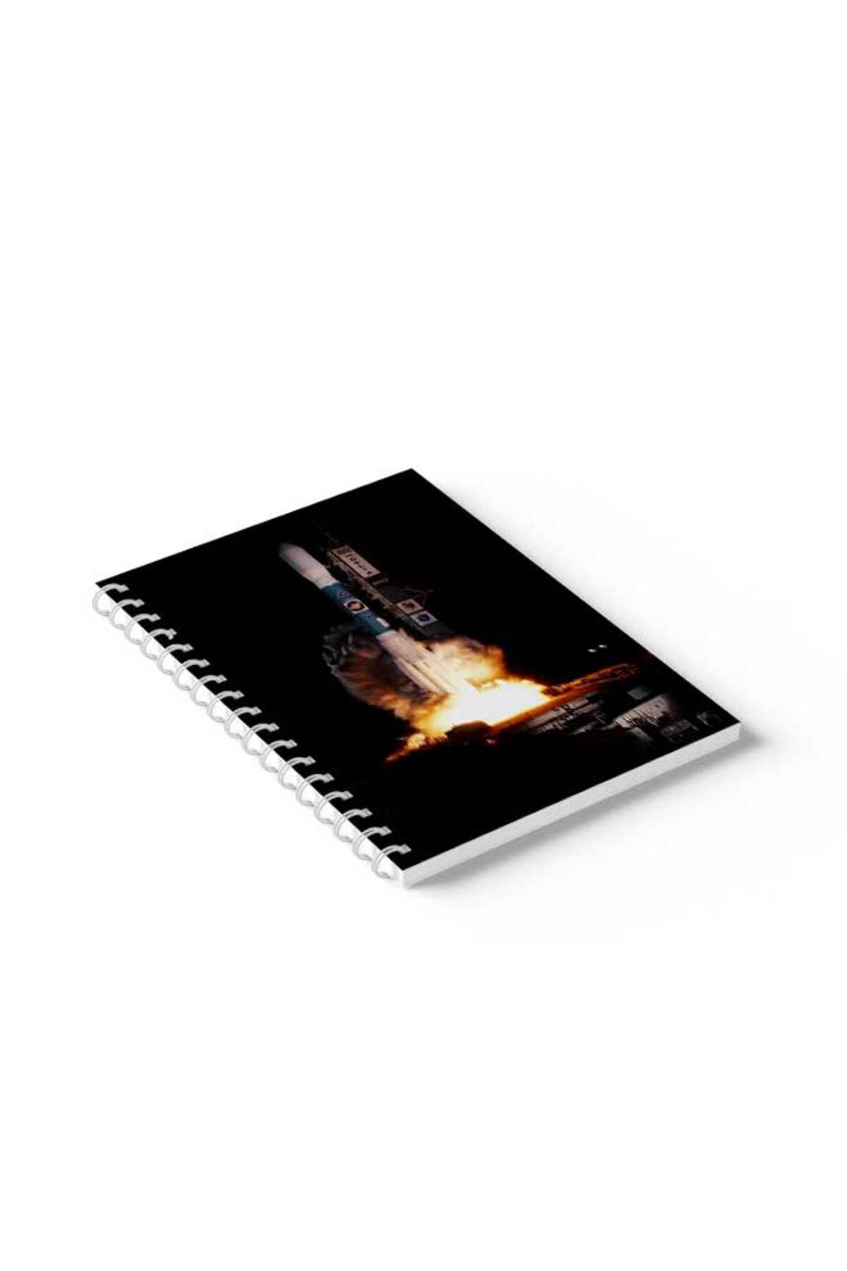LOWHA-Spiral Notebook with Front and Back Hard Covers Featuring Space Rocket Design 2