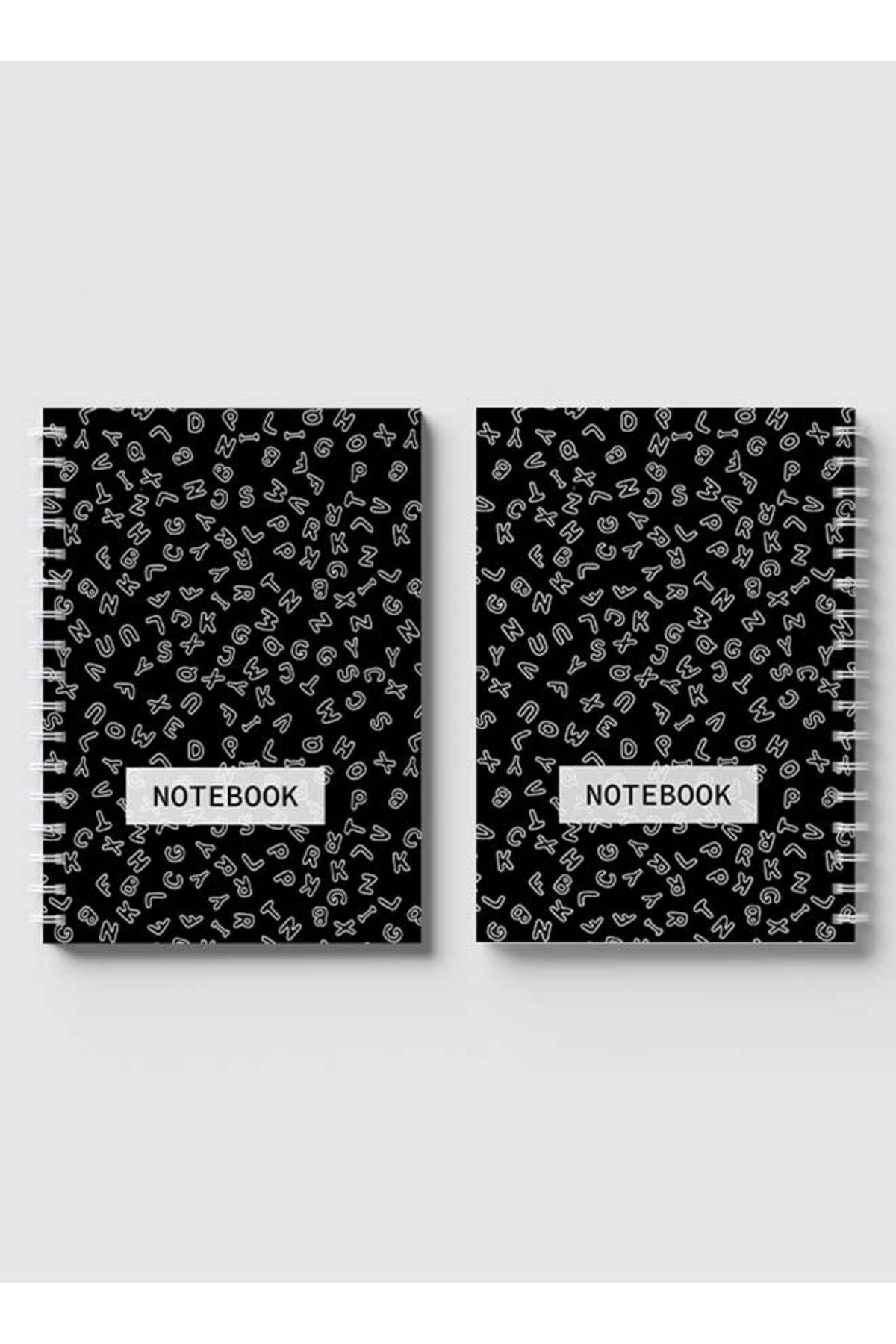 LOWHA-Spiral Notebook with Front and Back Hard Covers Featuring Letters Design 4