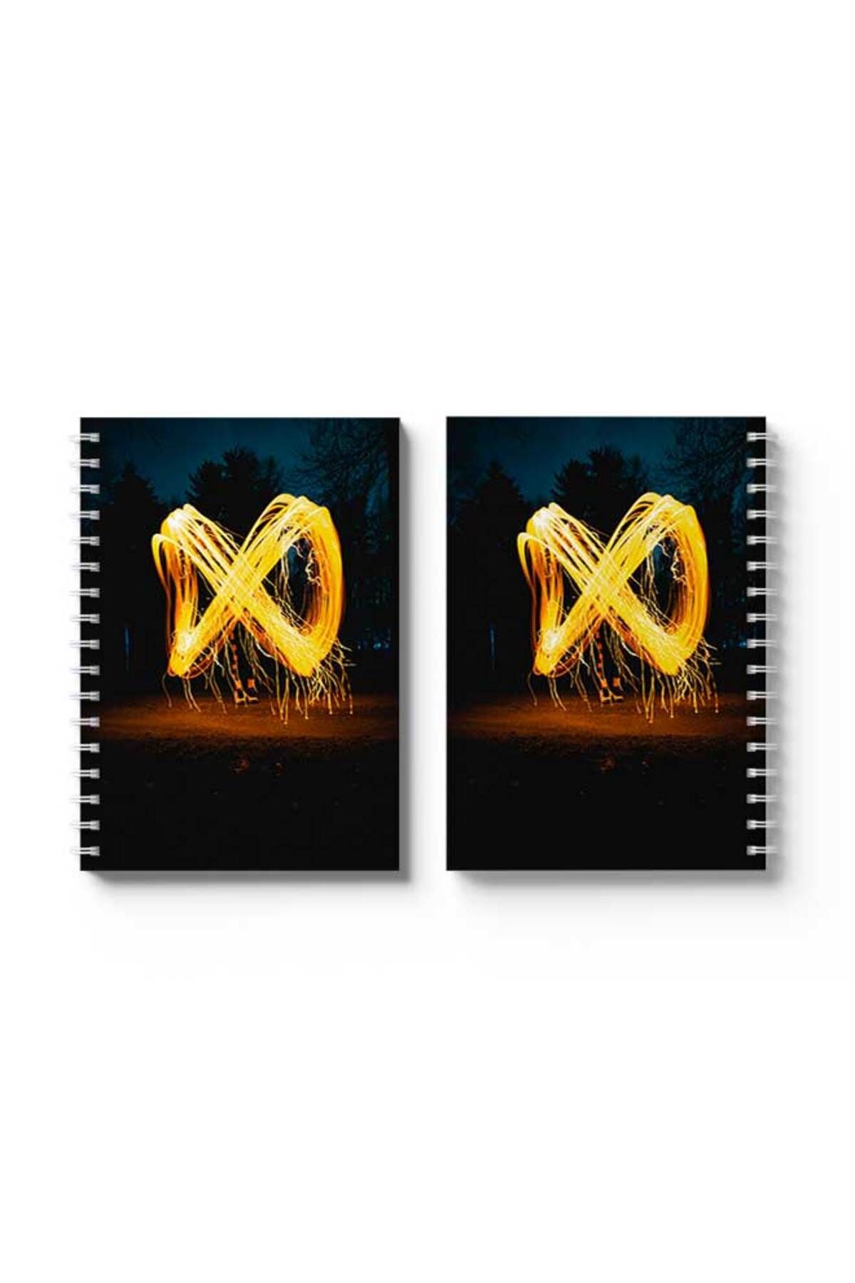LOWHA-Spiral Notebook with Front and Back Hard Covers Featuring FireWorks Design 4