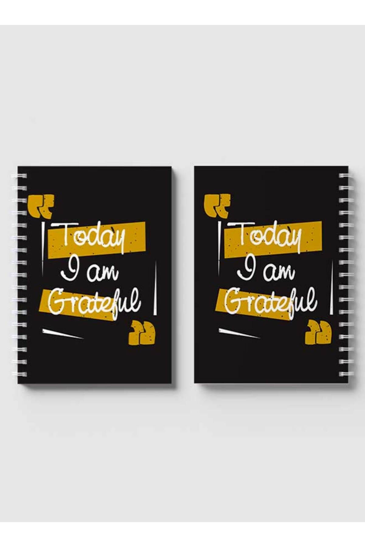 LOWHA-Spiral Notebook with Front and Back Hard Covers Featuring Today I am Grateful Design 4