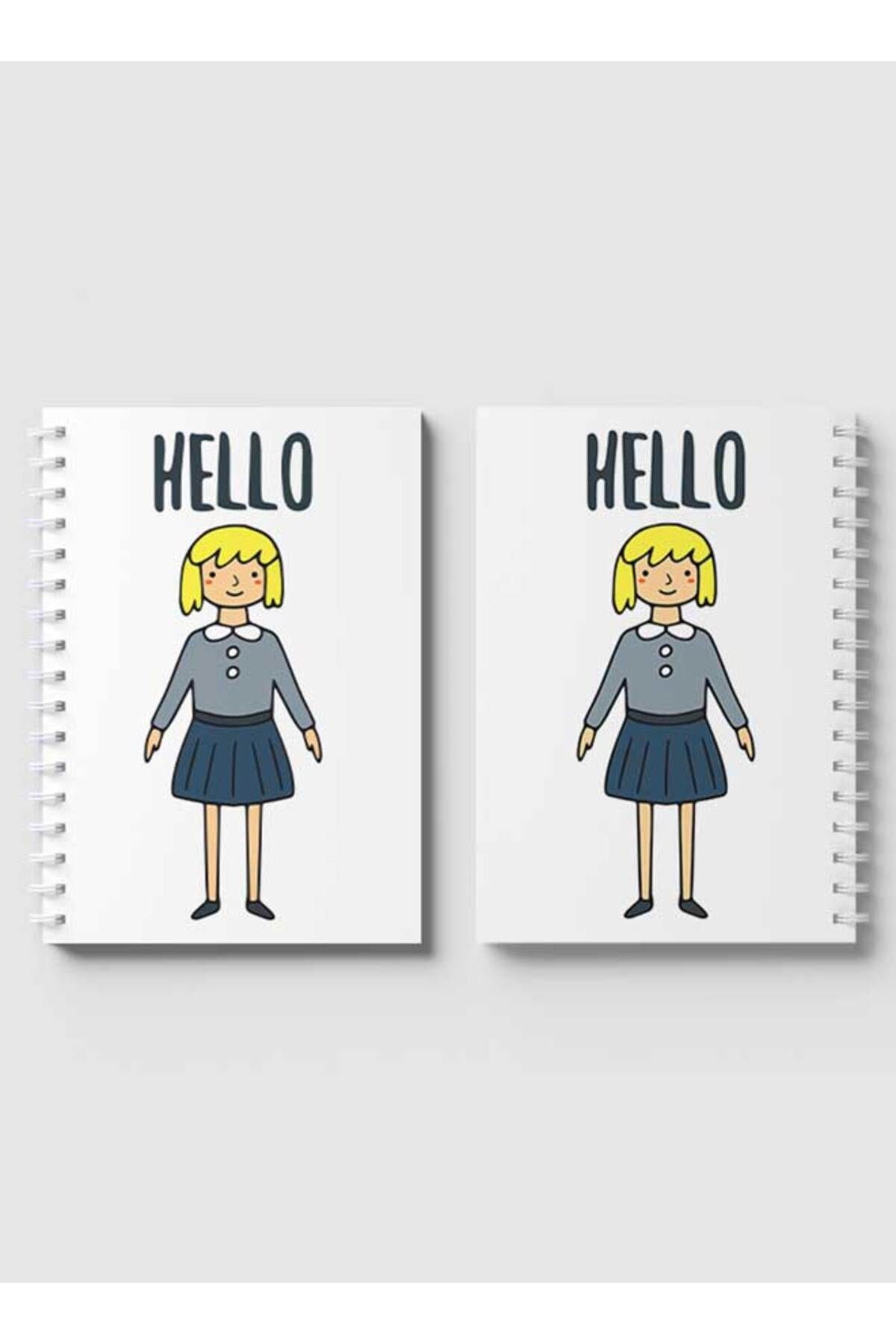 LOWHA-Spiral Notebook with Front and Back Hard Covers Featuring Hello Girl in Uniform Design 4