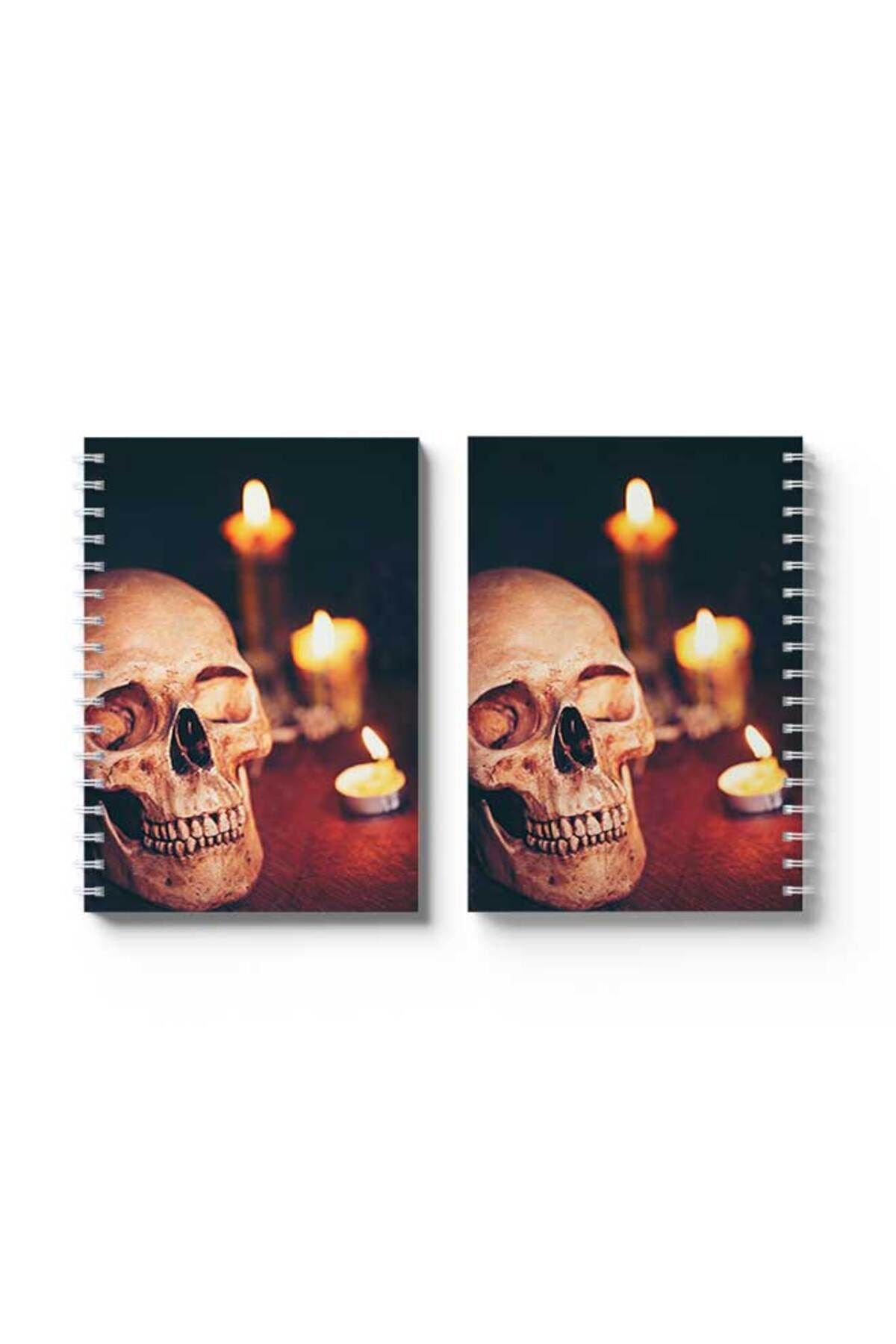 LOWHA-Spiral Notebook with Front and Back Hard Covers Featuring Skull Design 4