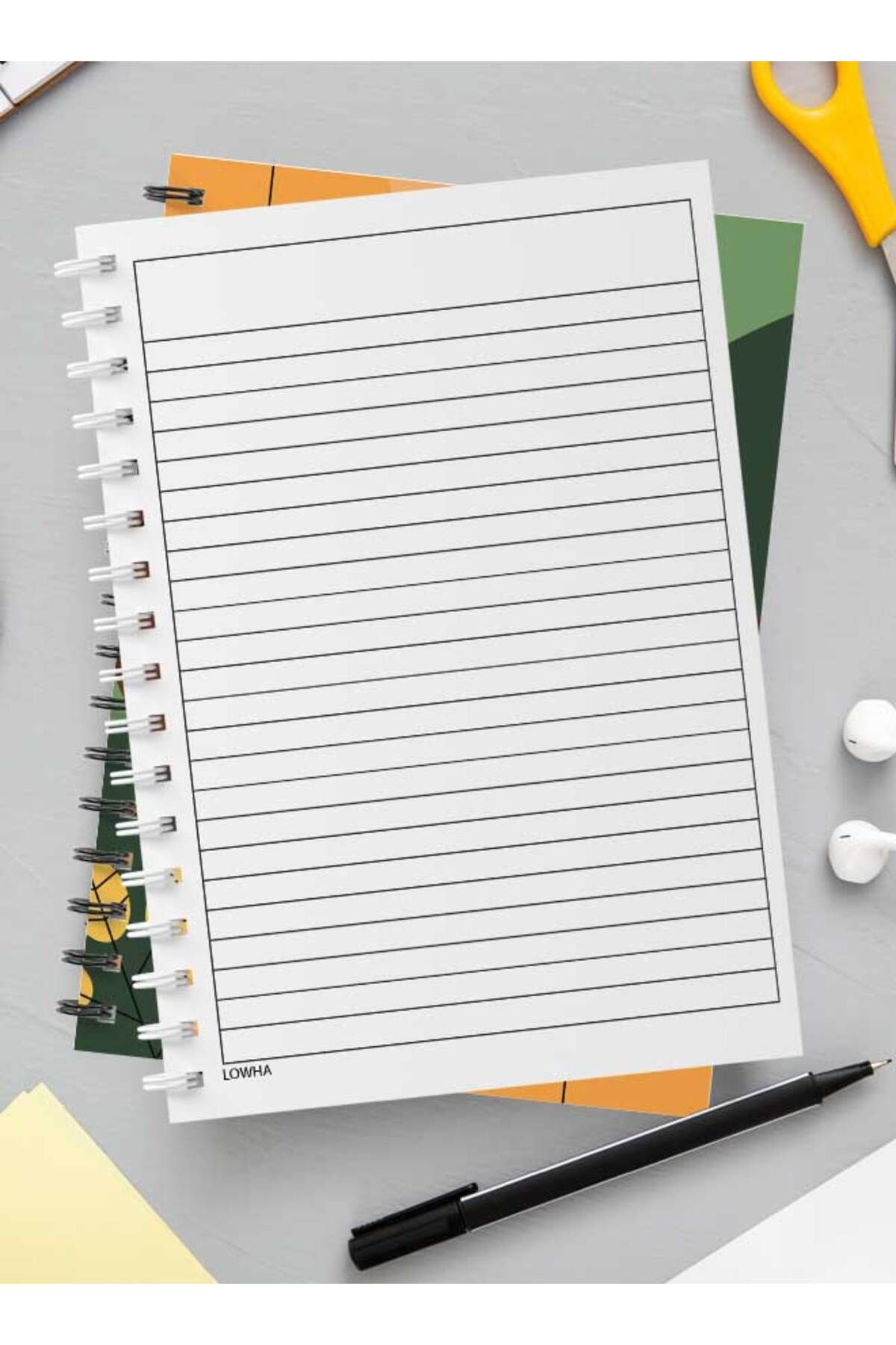 LOWHA-Spiral Notebook with Front and Back Hard Covers Featuring Classical Theme Leaves Design 3