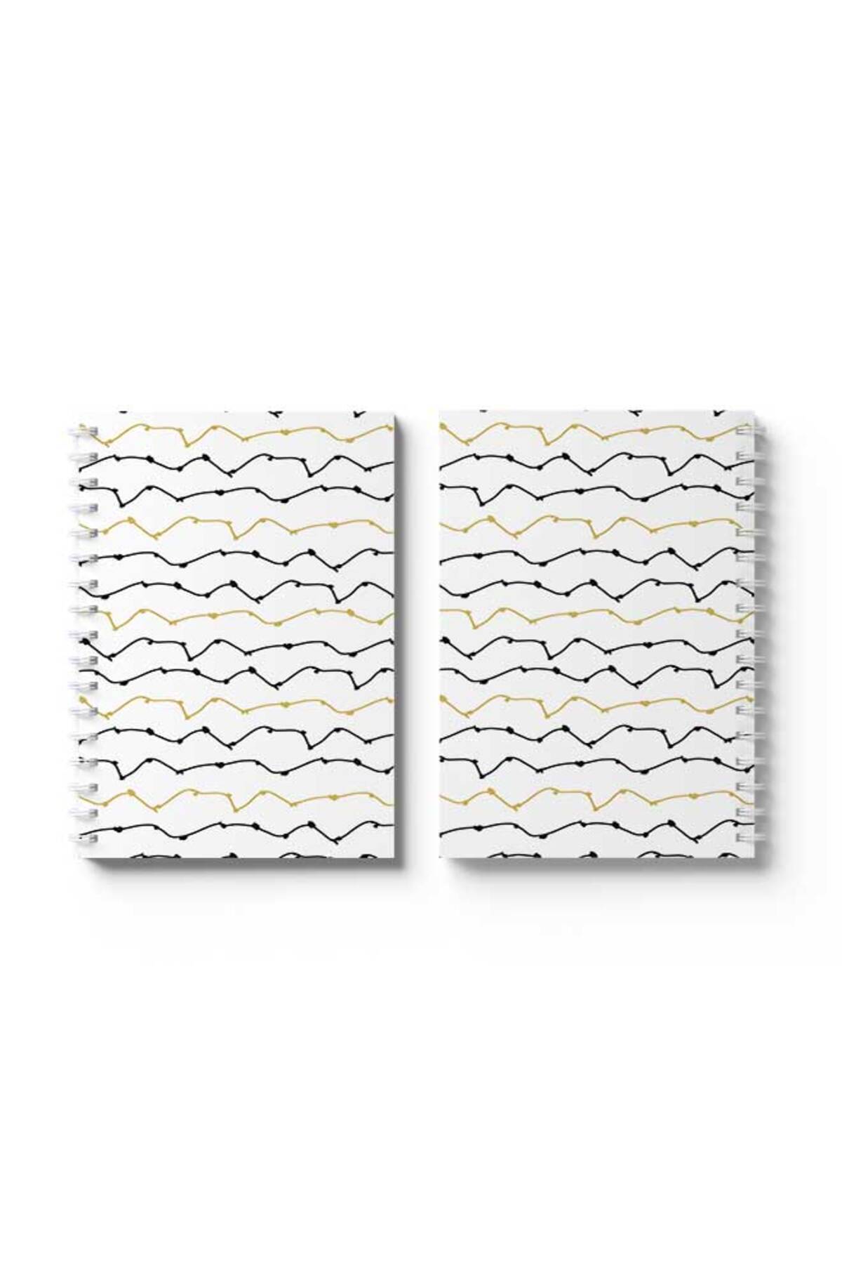 LOWHA-Spiral Notebook with Front and Back Hard Covers Featuring Lines Design 4