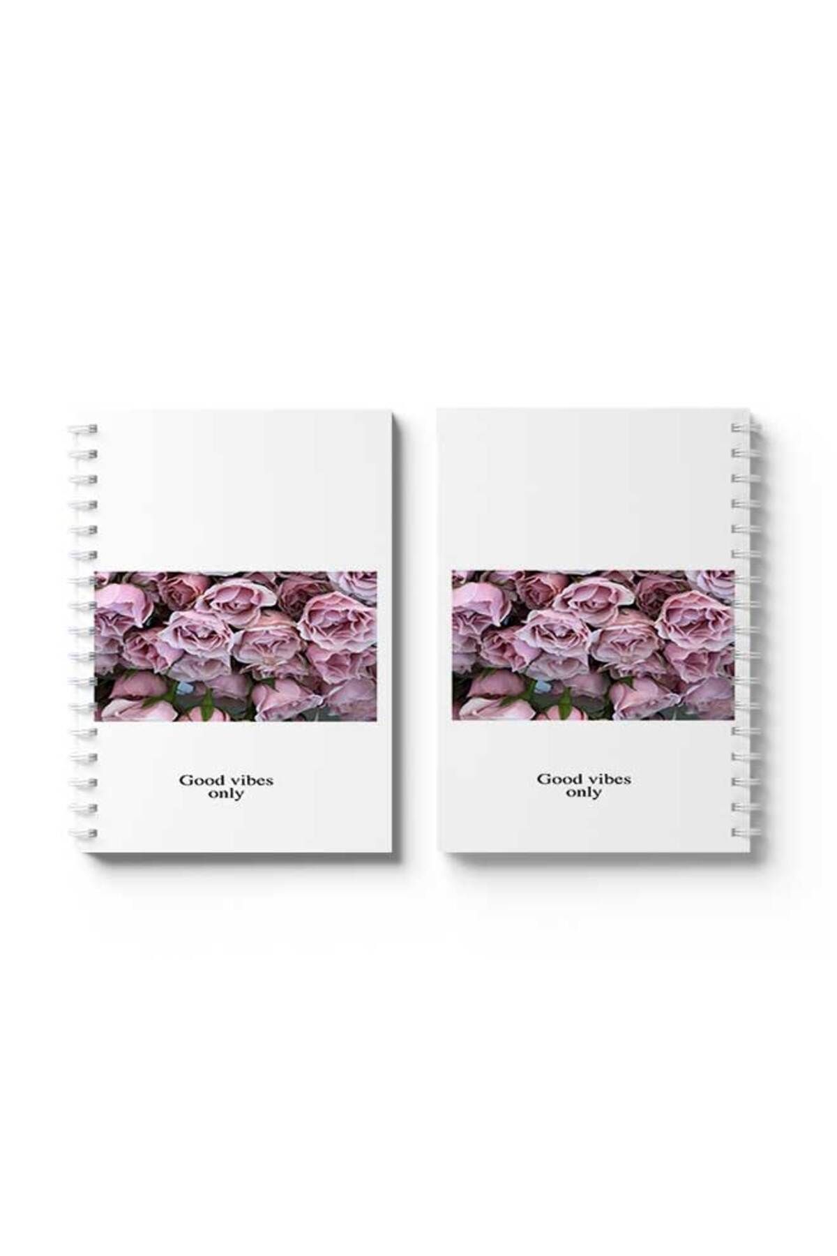 LOWHA-Spiral Notebook with Front and Back Hard Covers Featuring Good Vibes Only Design 4