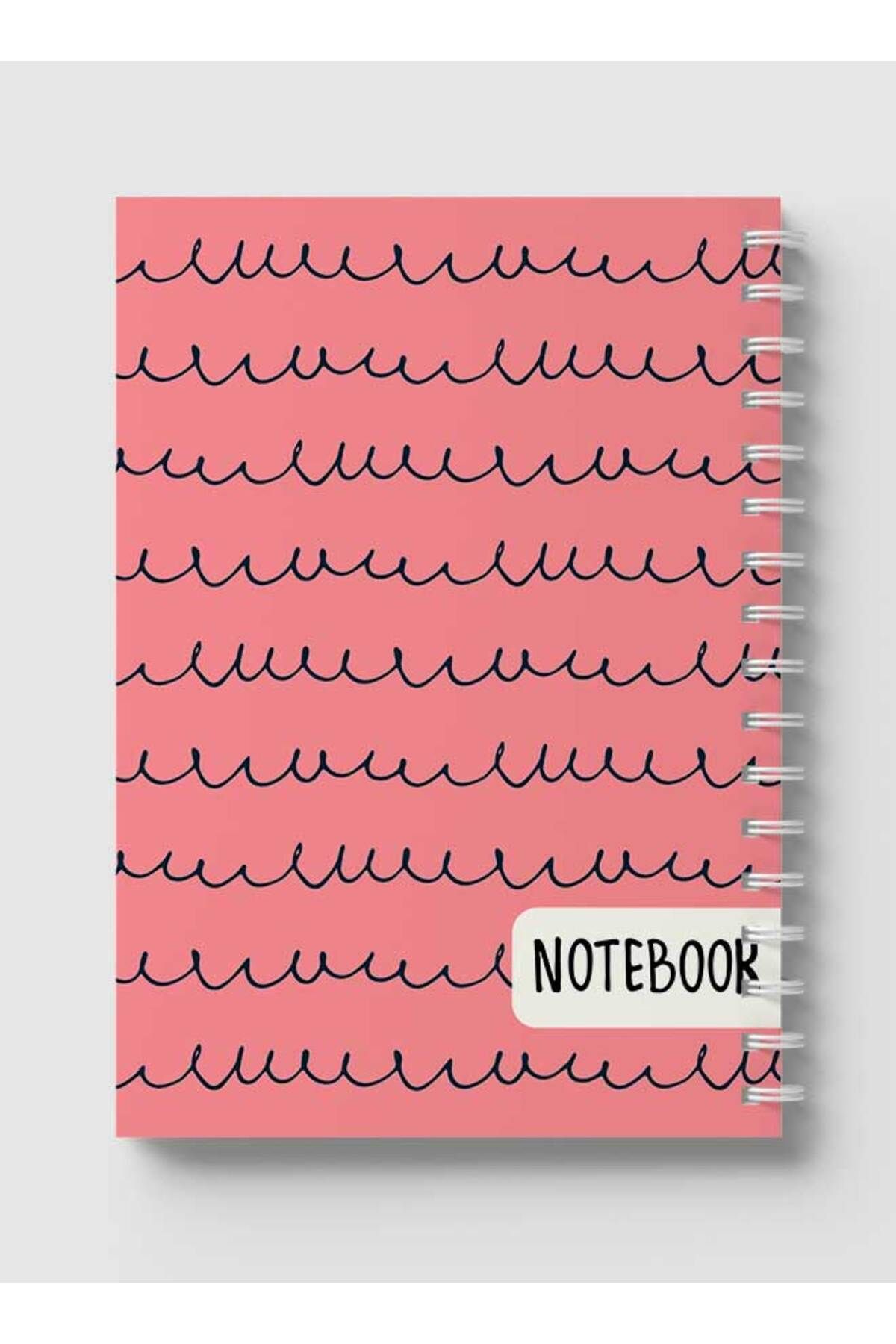 LOWHA-Spiral Notebook with Front and Back Hard Covers Featuring Cursive Imitation Design 5