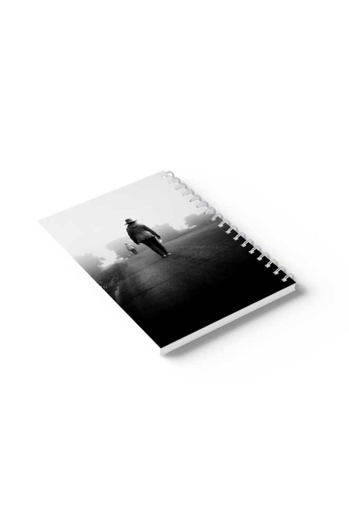 LOWHA-Spiral Notebook with Front and Back Hard Covers Featuring Walking Alone Design 6