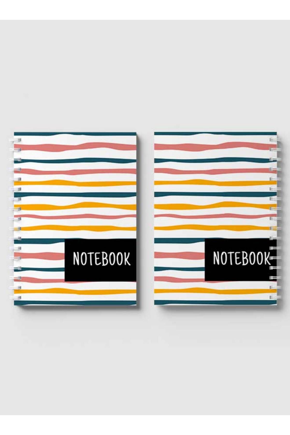 LOWHA-Spiral Notebook with Front and Back Hard Covers Featuring Colorful Striped Design 4