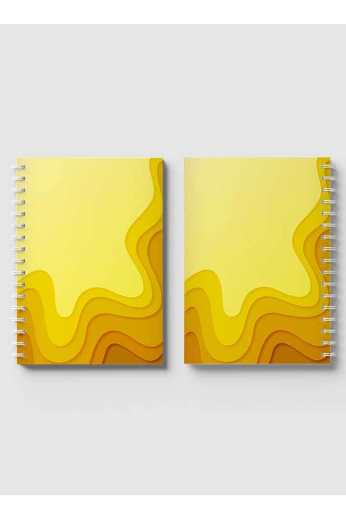 LOWHA-Spiral Notebook with Front and Back Hard Covers Featuring Abstract Yellow Paper Cut Style Design 4