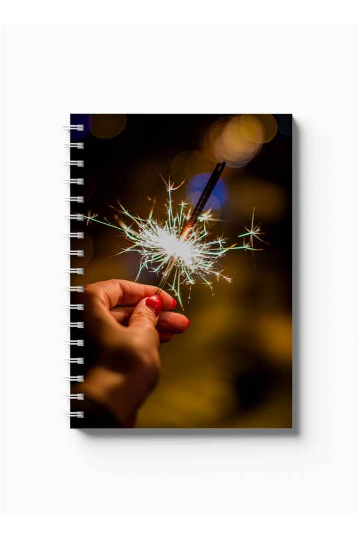 LOWHA-Spiral Notebook with Front and Back Hard Covers Featuring Spark Design 5