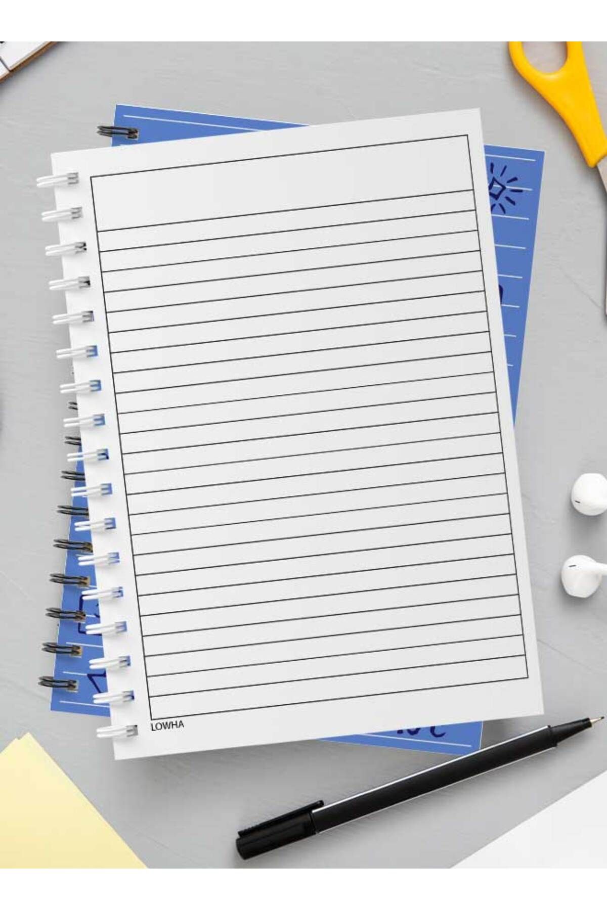LOWHA-Spiral Notebook with Front and Back Hard Covers Featuring Back to School Lines Design 3