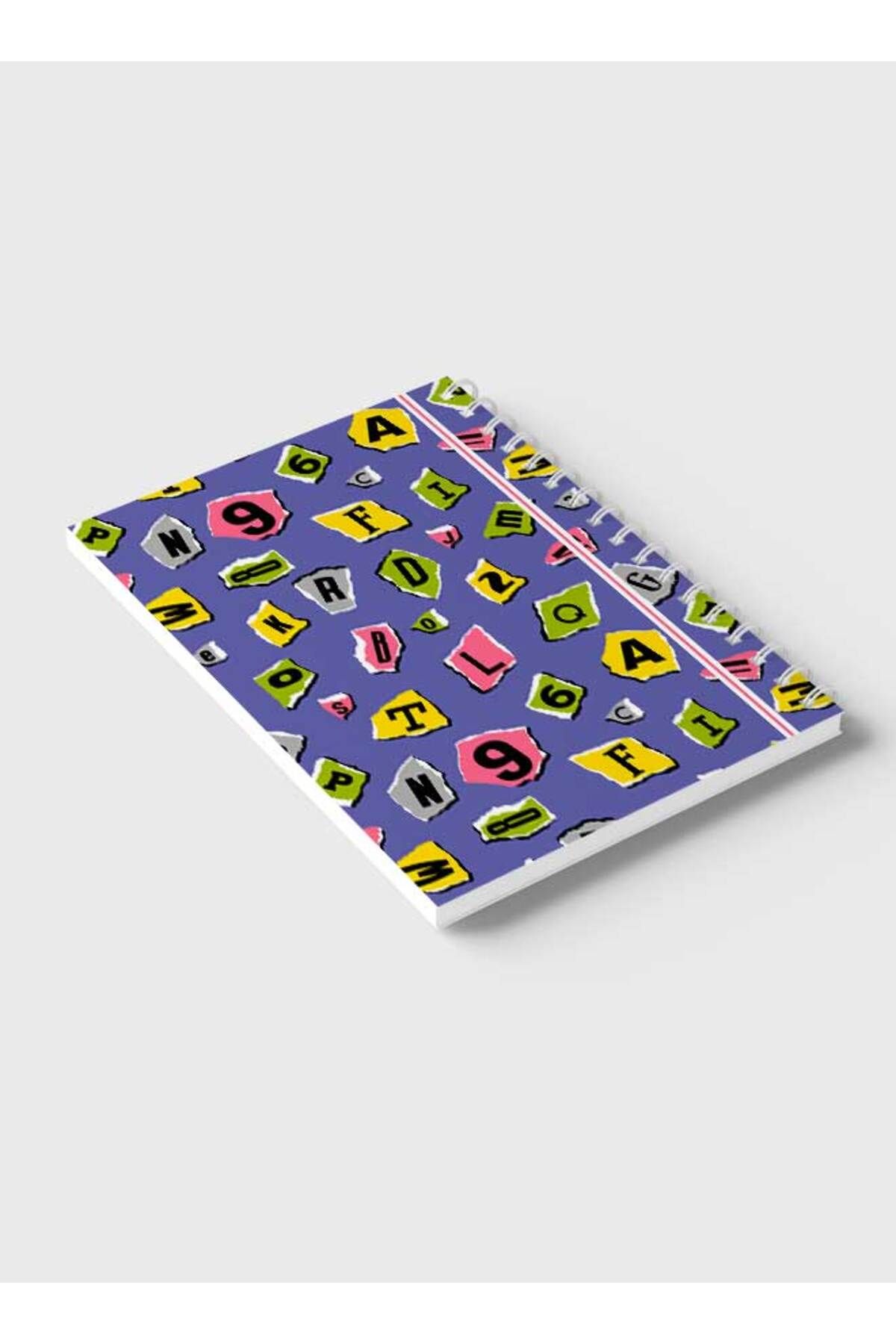 LOWHA-Spiral Notebook with Front and Back Hard Covers Featuring Torn Letters & Number Design 6