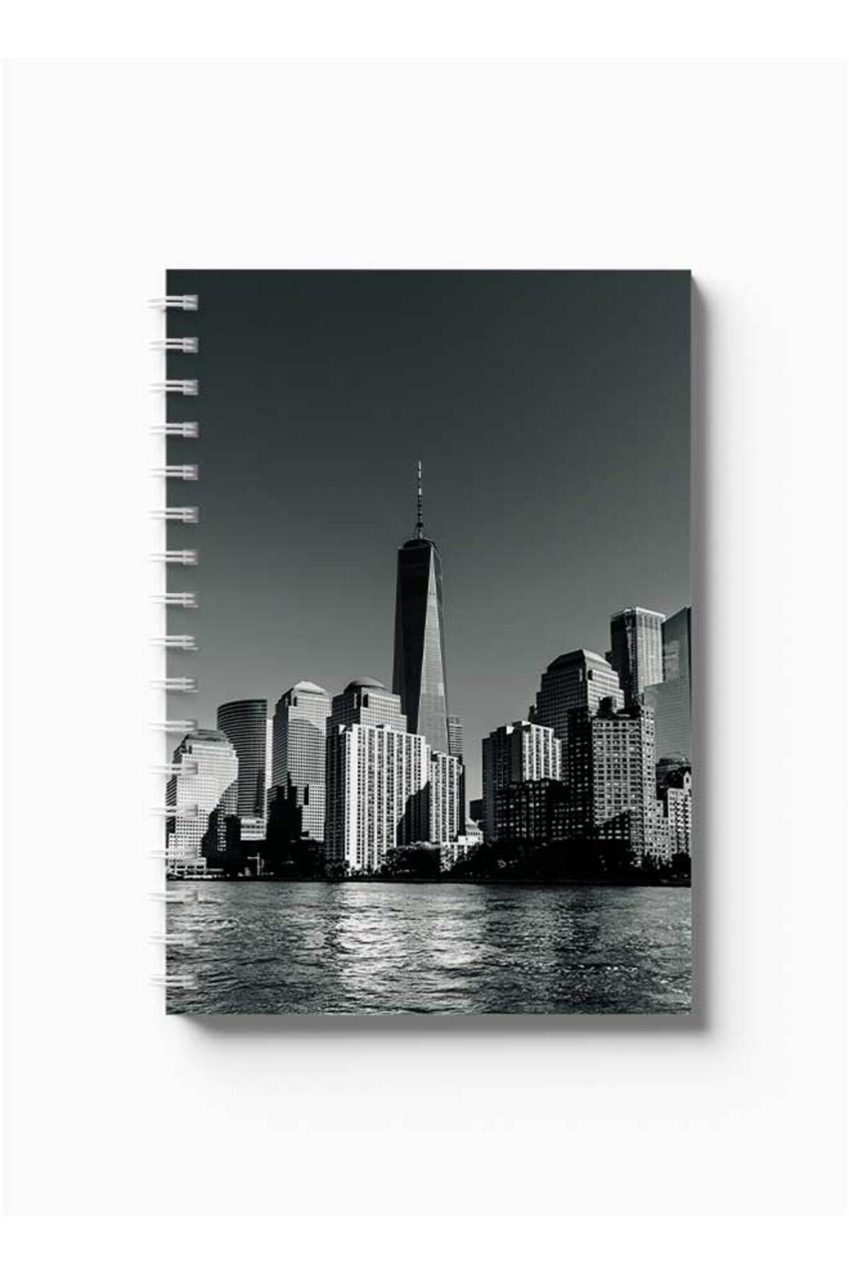 LOWHA-Spiral Notebook with Front and Back Hard Covers Featuring City View Design 5