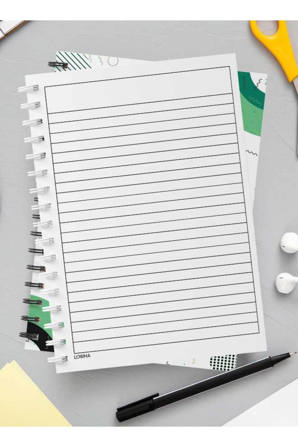 LOWHA-Spiral Notebook with Front and Back Hard Covers Featuring Retro Geometric Design 3