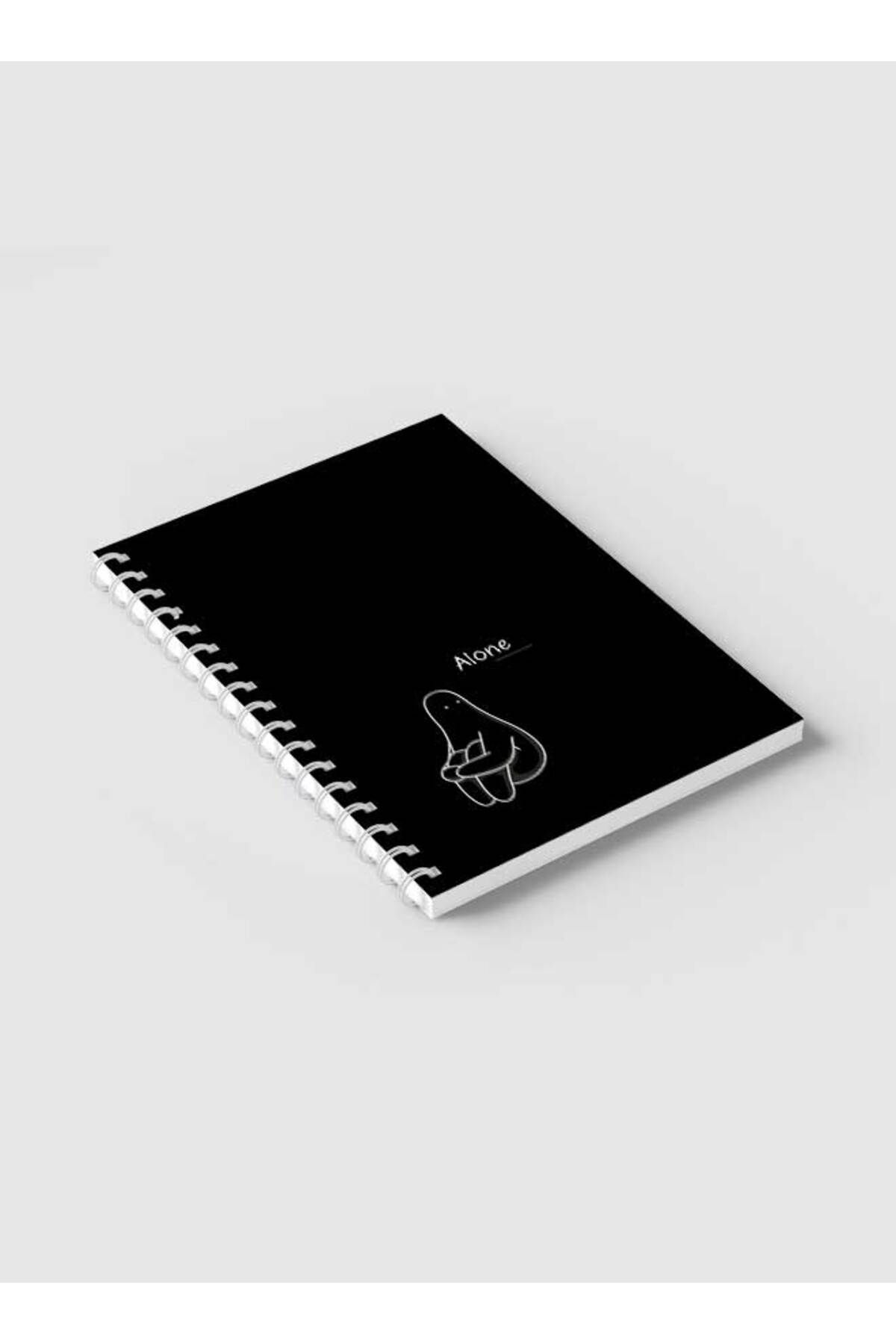 LOWHA-Spiral Notebook with Front and Back Hard Covers Featuring Alone Design 6
