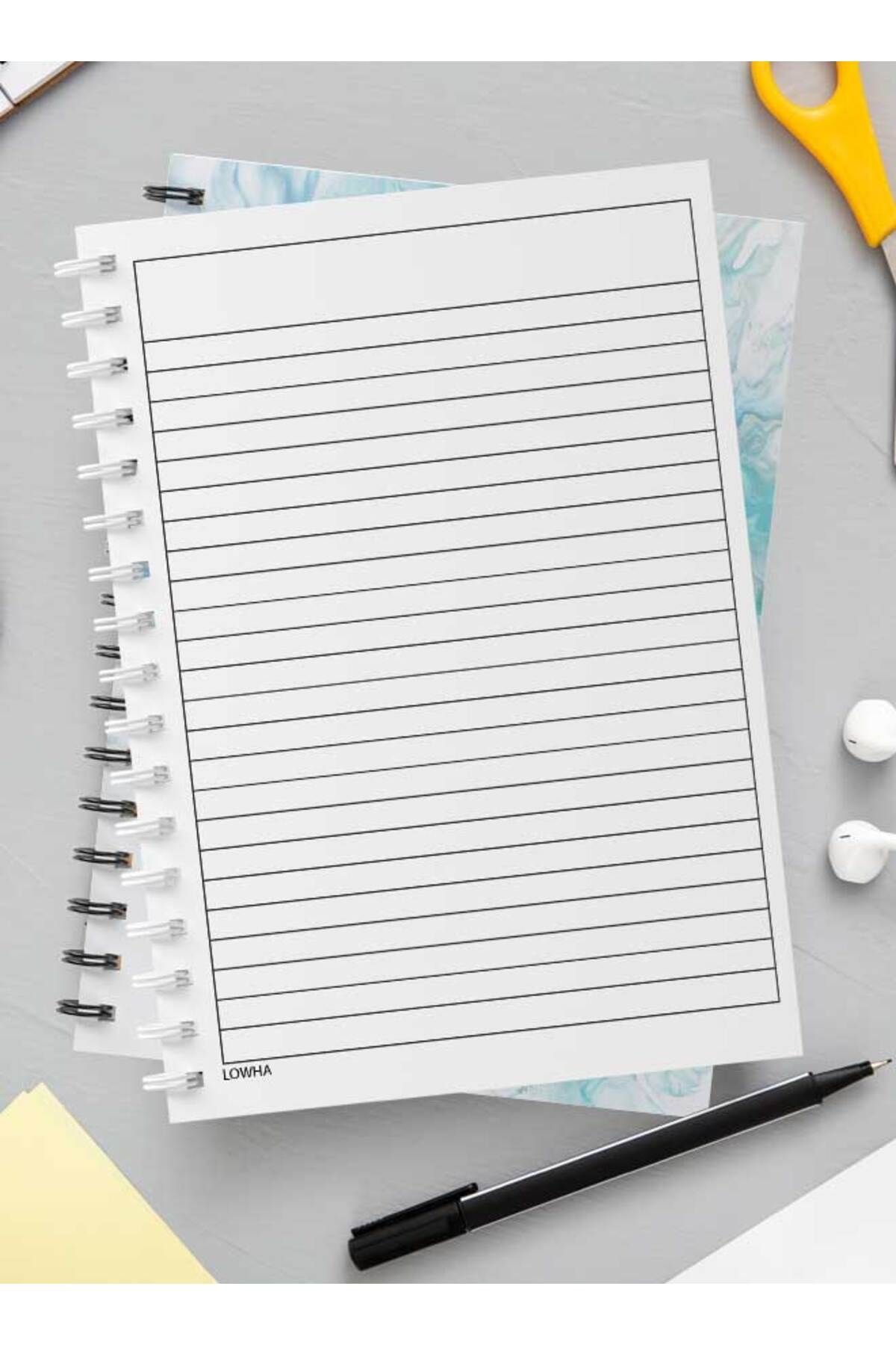 LOWHA-Spiral Notebook with Front and Back Hard Covers Featuring Ceramic Texture Design 3