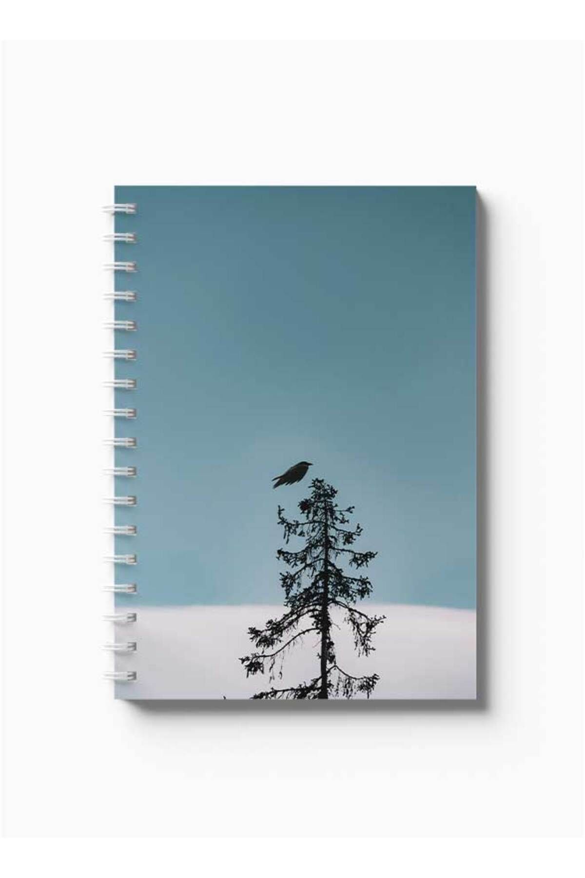 LOWHA-Spiral Notebook with Front and Back Hard Covers Featuring Tree with A bird Design 5
