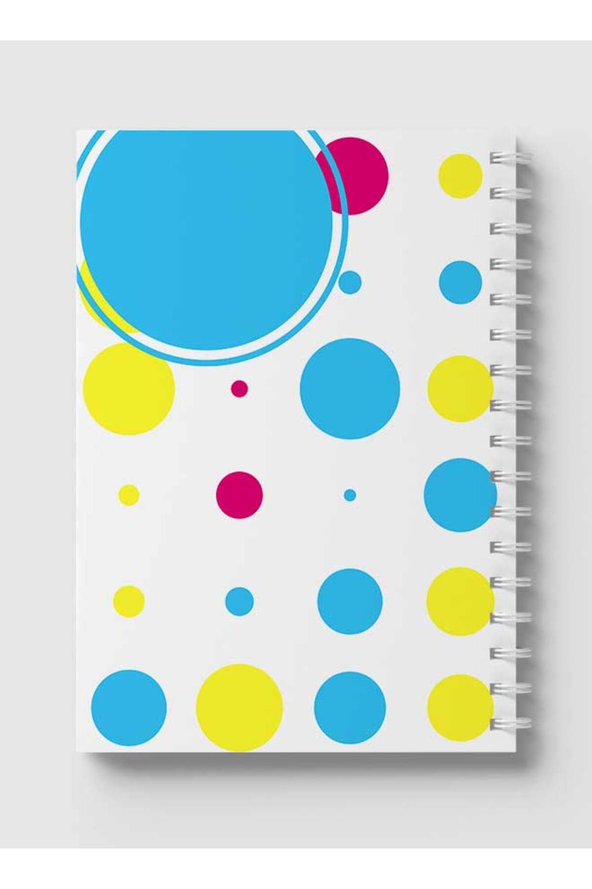 LOWHA-Spiral Notebook with Front and Back Hard Covers Featuring Colored Circles Design 5
