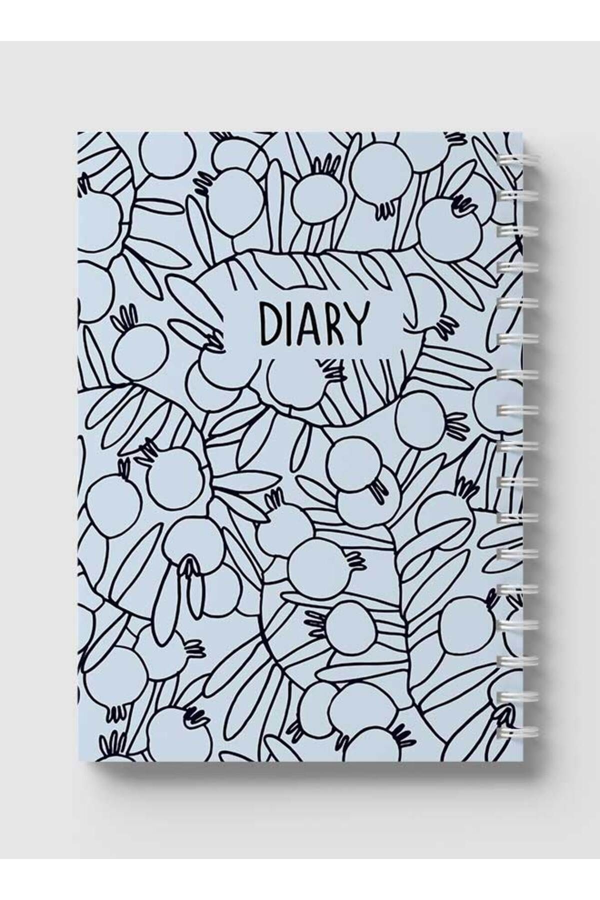 LOWHA-Spiral Notebook with Front and Back Hard Covers Featuring Pomegranates Branches Drawing Design 5