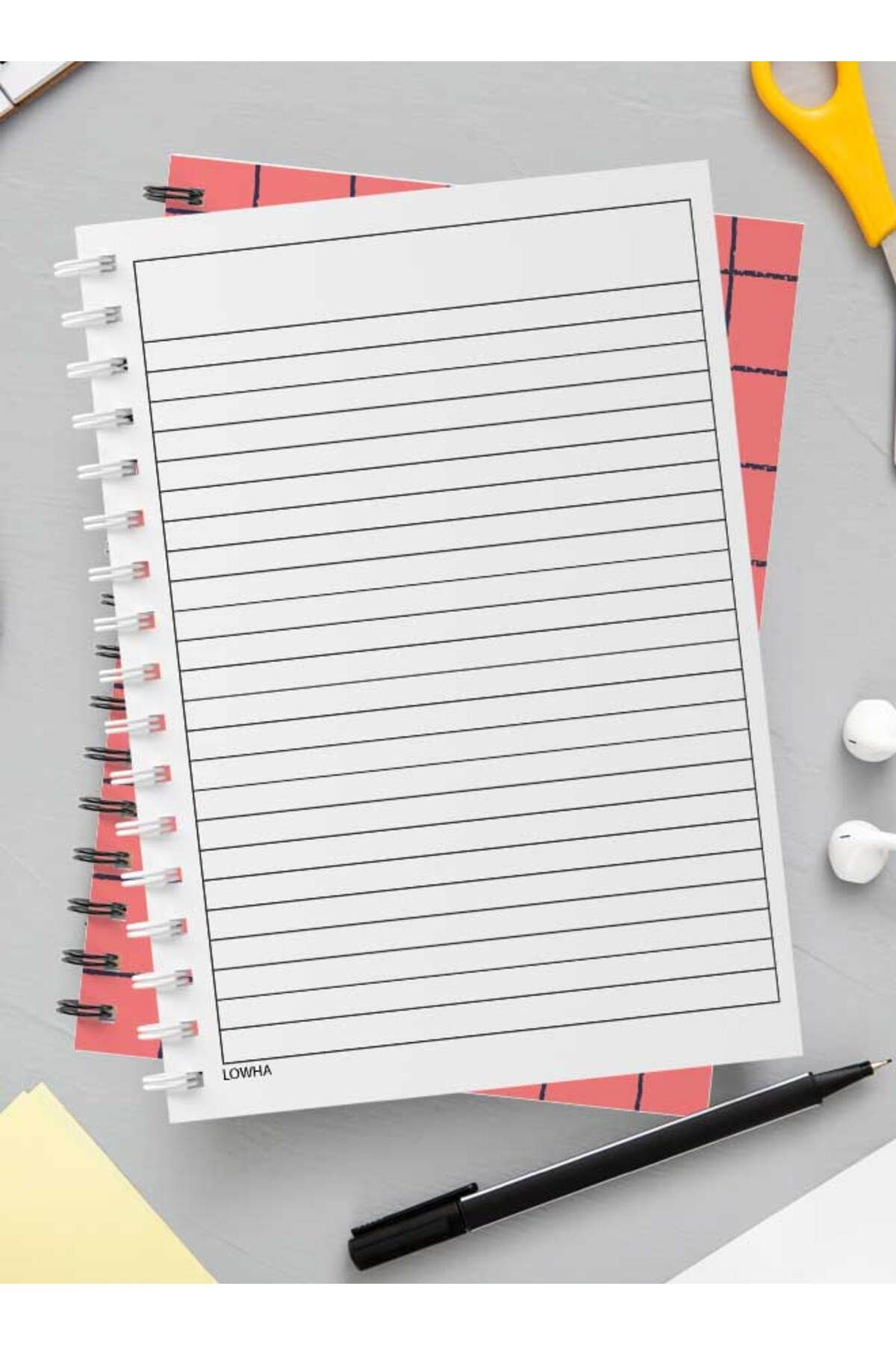LOWHA-Spiral Notebook with Front and Back Hard Covers Featuring Grid Lines Design 3