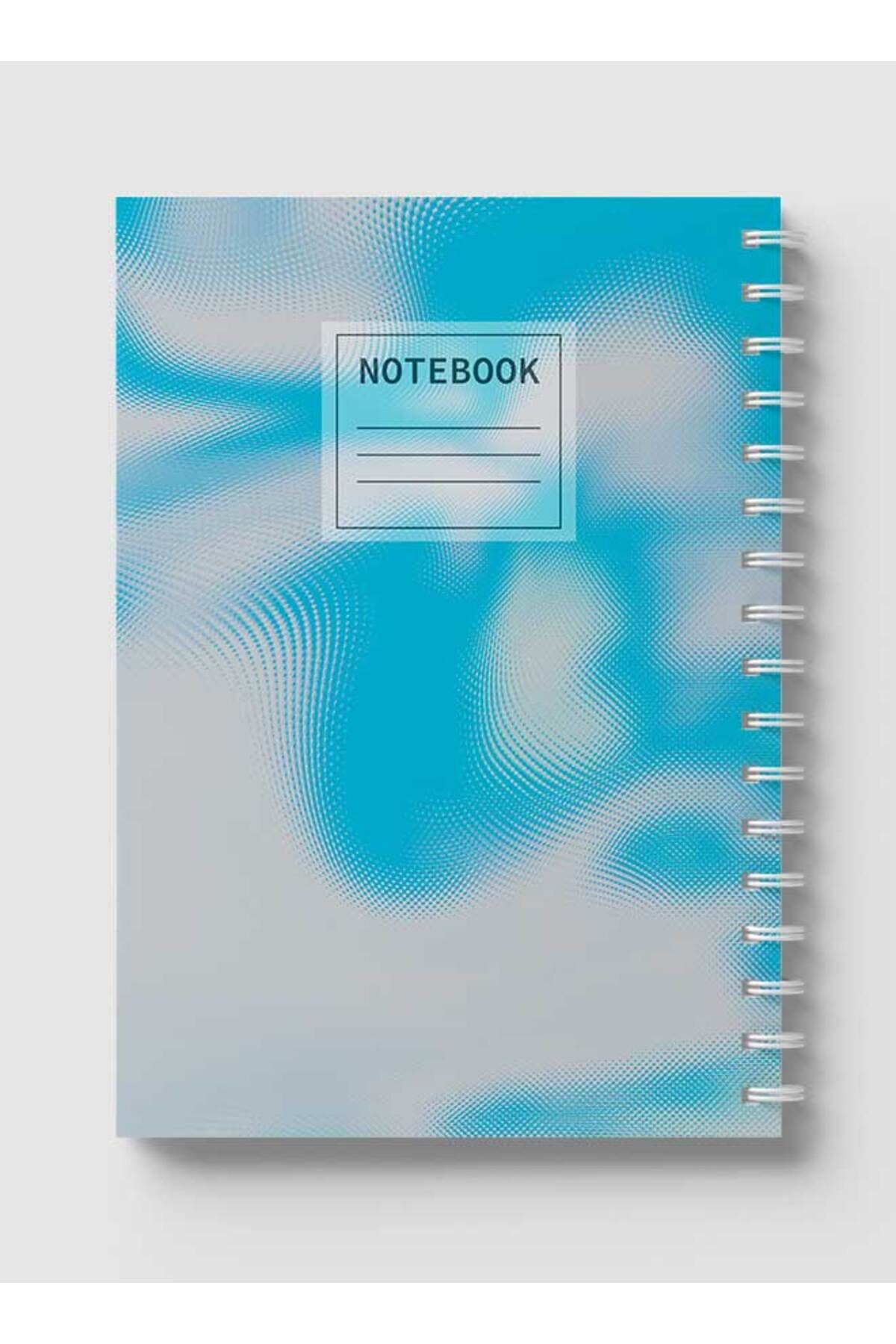 LOWHA-Spiral Notebook with Front and Back Hard Covers Featuring Abstract Blue Texture Design 5