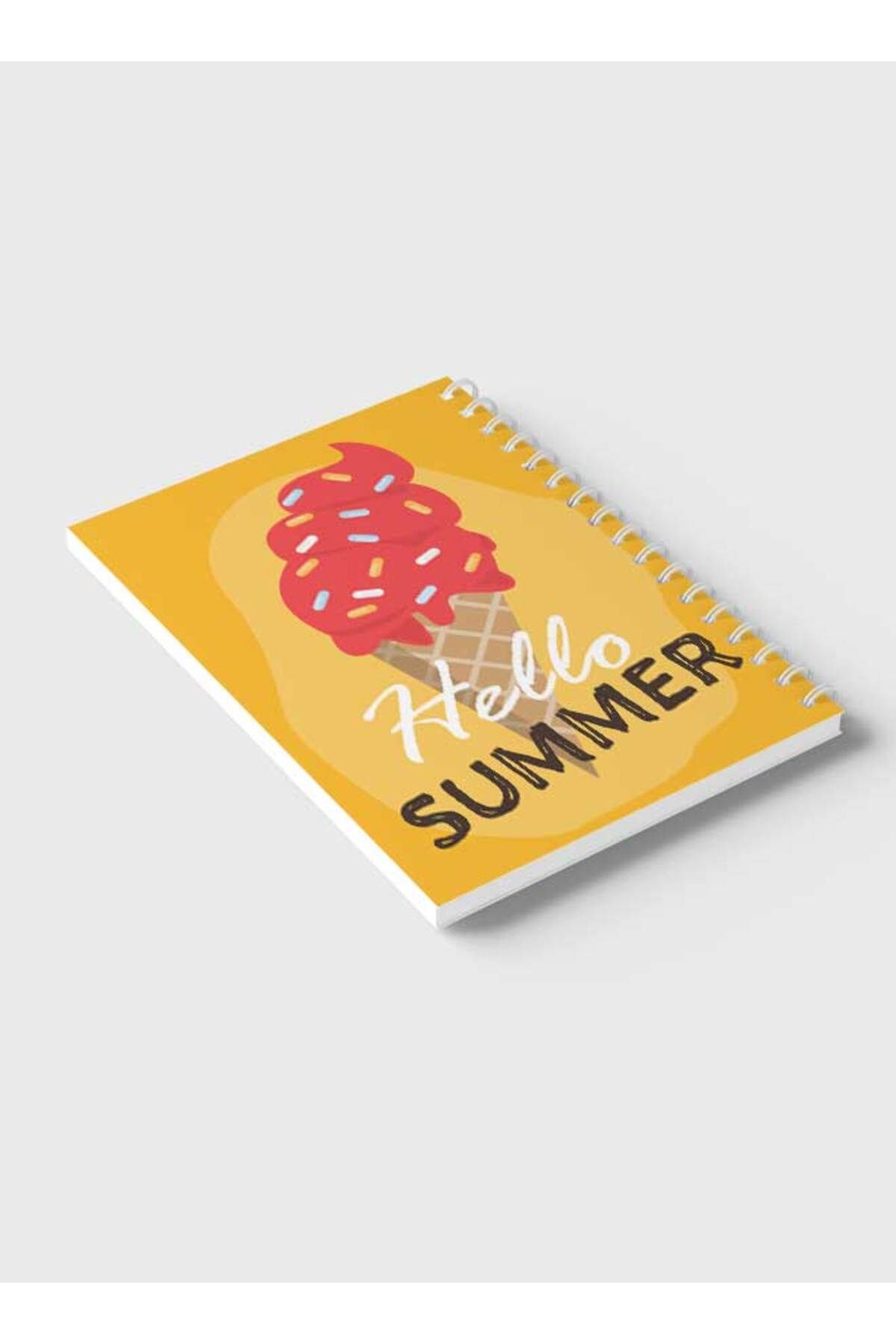LOWHA-Spiral Notebook with Front and Back Hard Covers Featuring Hello Summer & Ice Cream Design 6