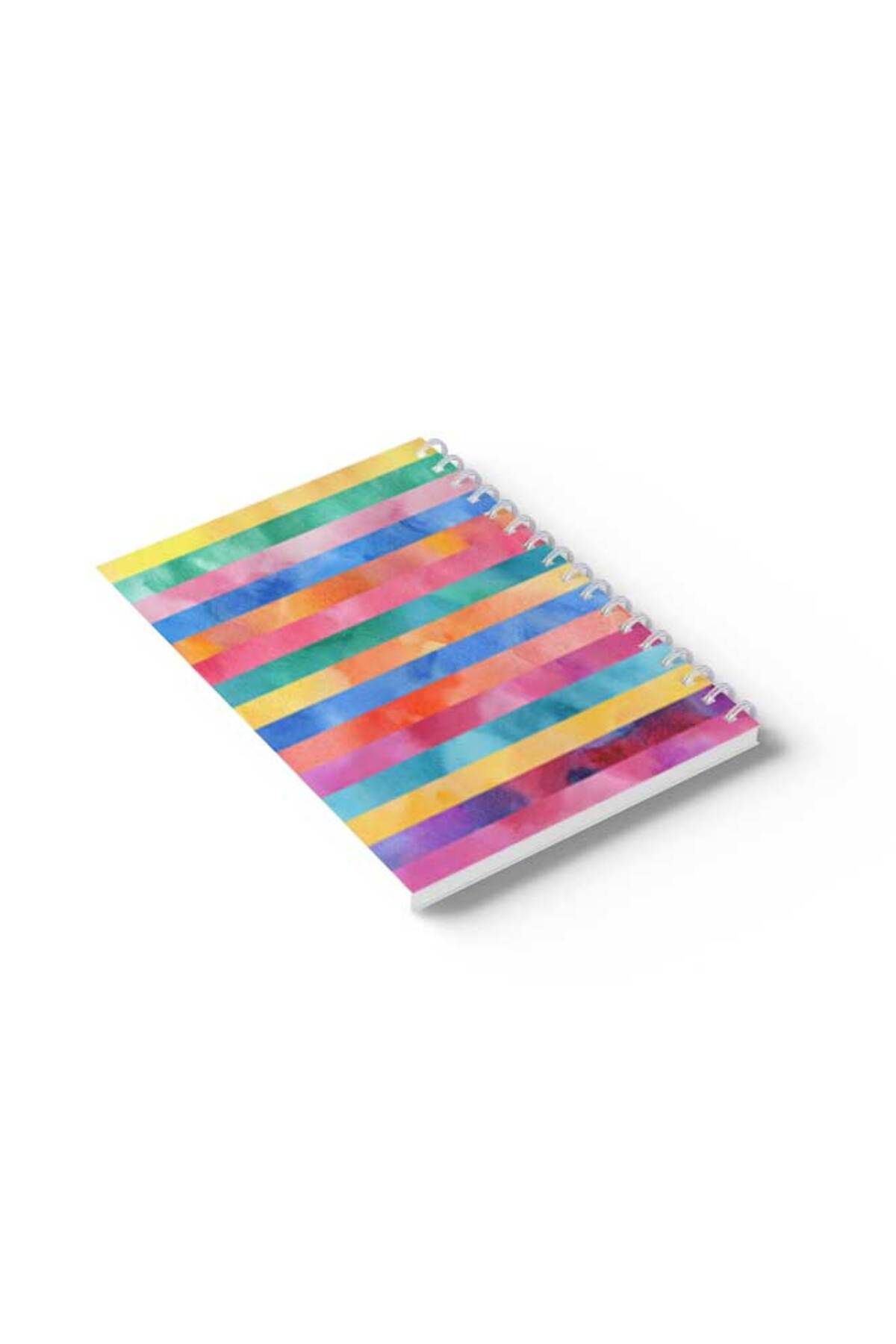 LOWHA-Spiral Notebook with Front and Back Hard Covers Featuring Colourful Stripes Design 6