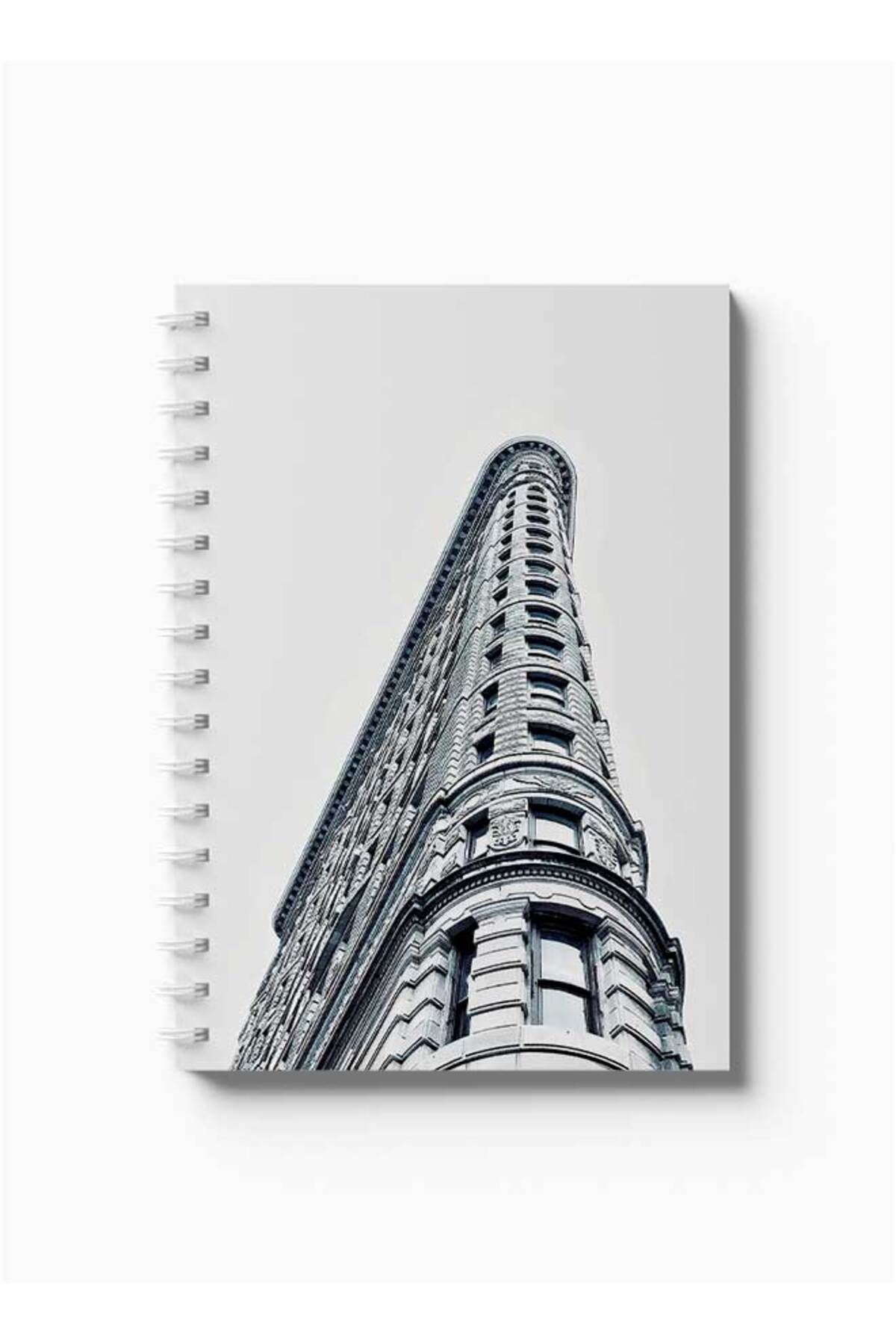 LOWHA-Spiral Notebook with Front and Back Hard Covers Featuring Flatiron Building Design 5
