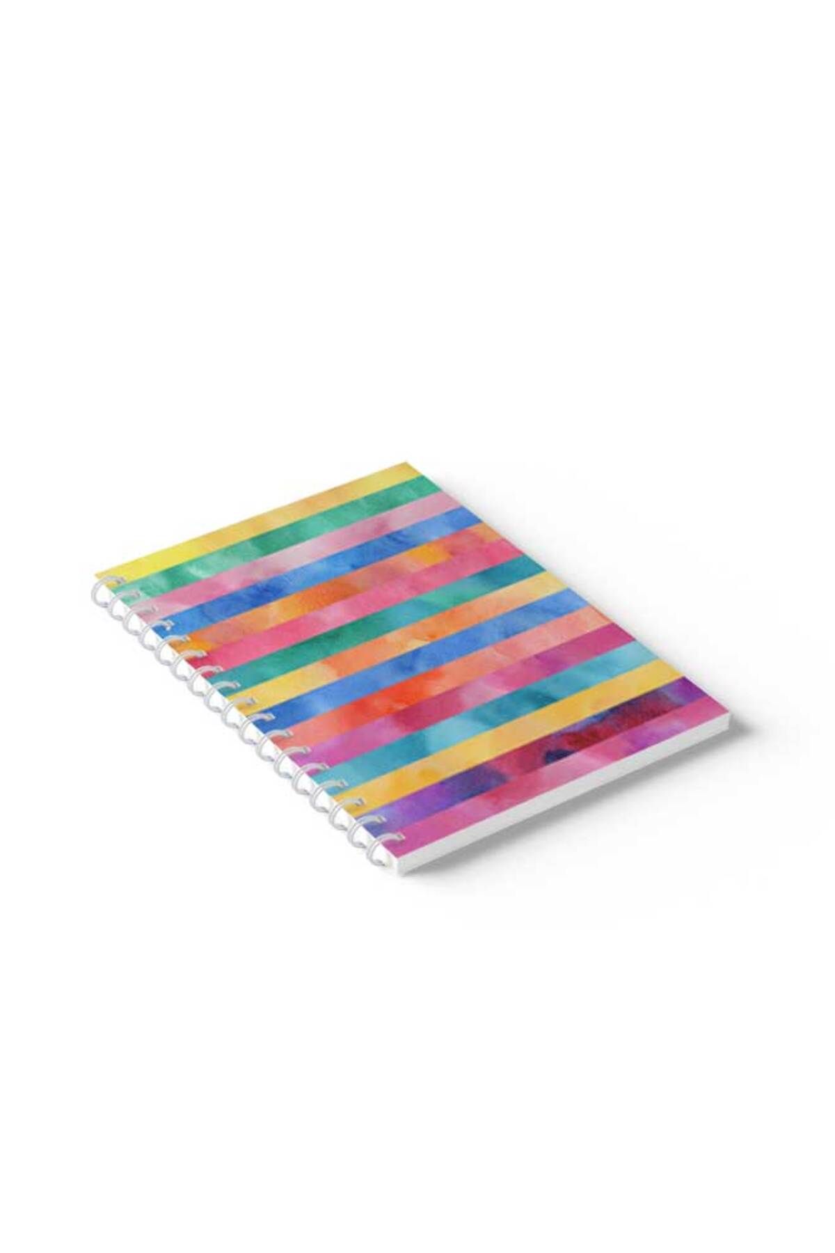 LOWHA-Spiral Notebook with Front and Back Hard Covers Featuring Colourful Stripes Design 2