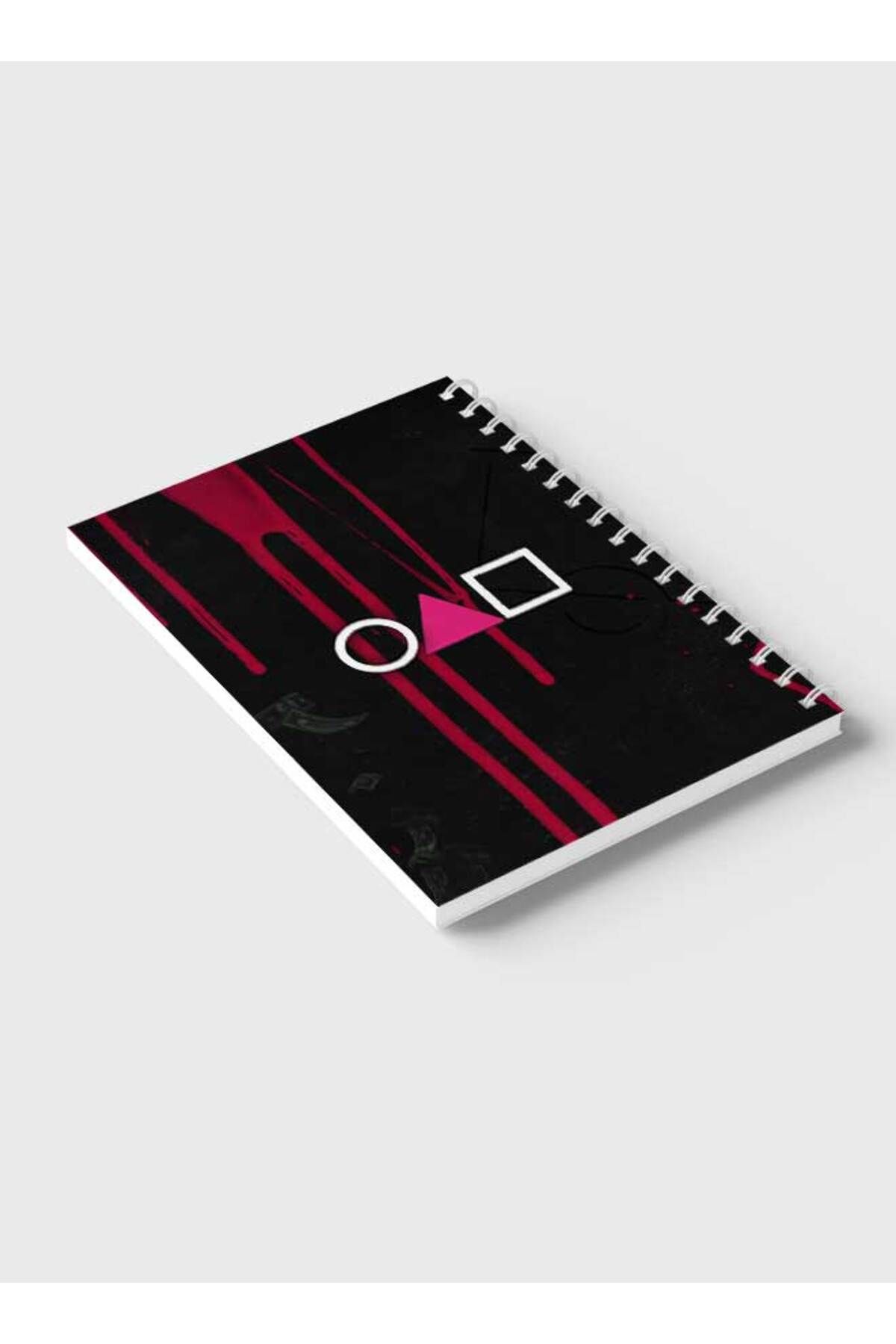 LOWHA-Spiral Notebook with Front and Back Hard Covers Featuring Squid Game Shapes Design 6