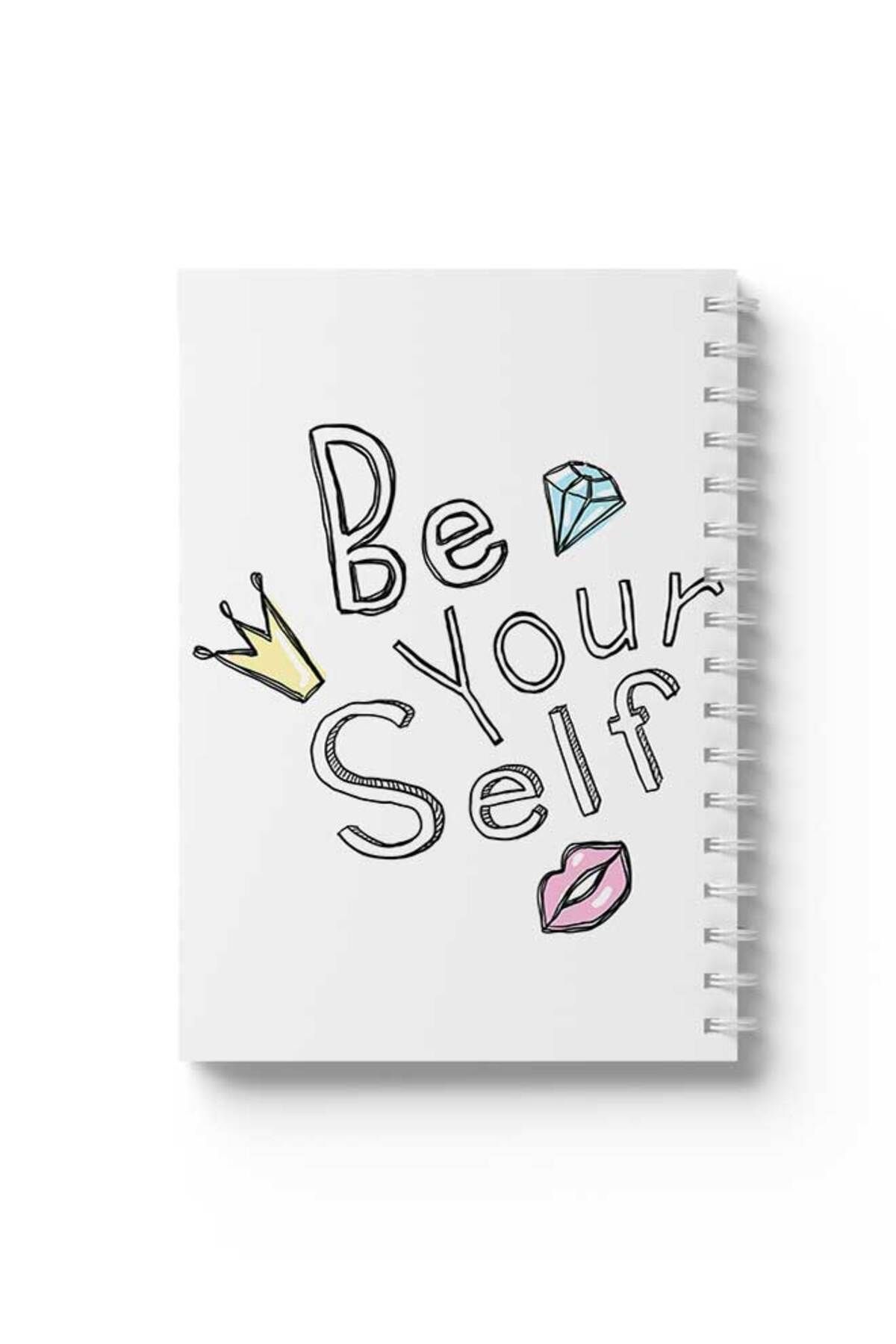 LOWHA-Spiral Notebook with Front and Back Hard Covers Featuring Be Yourself Design 1