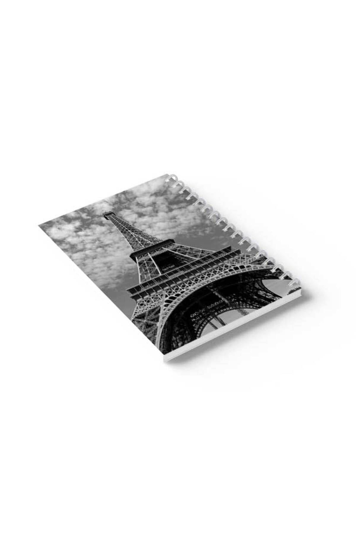 LOWHA-Spiral Notebook with Front and Back Hard Covers Featuring Eiffel Tower Design 6
