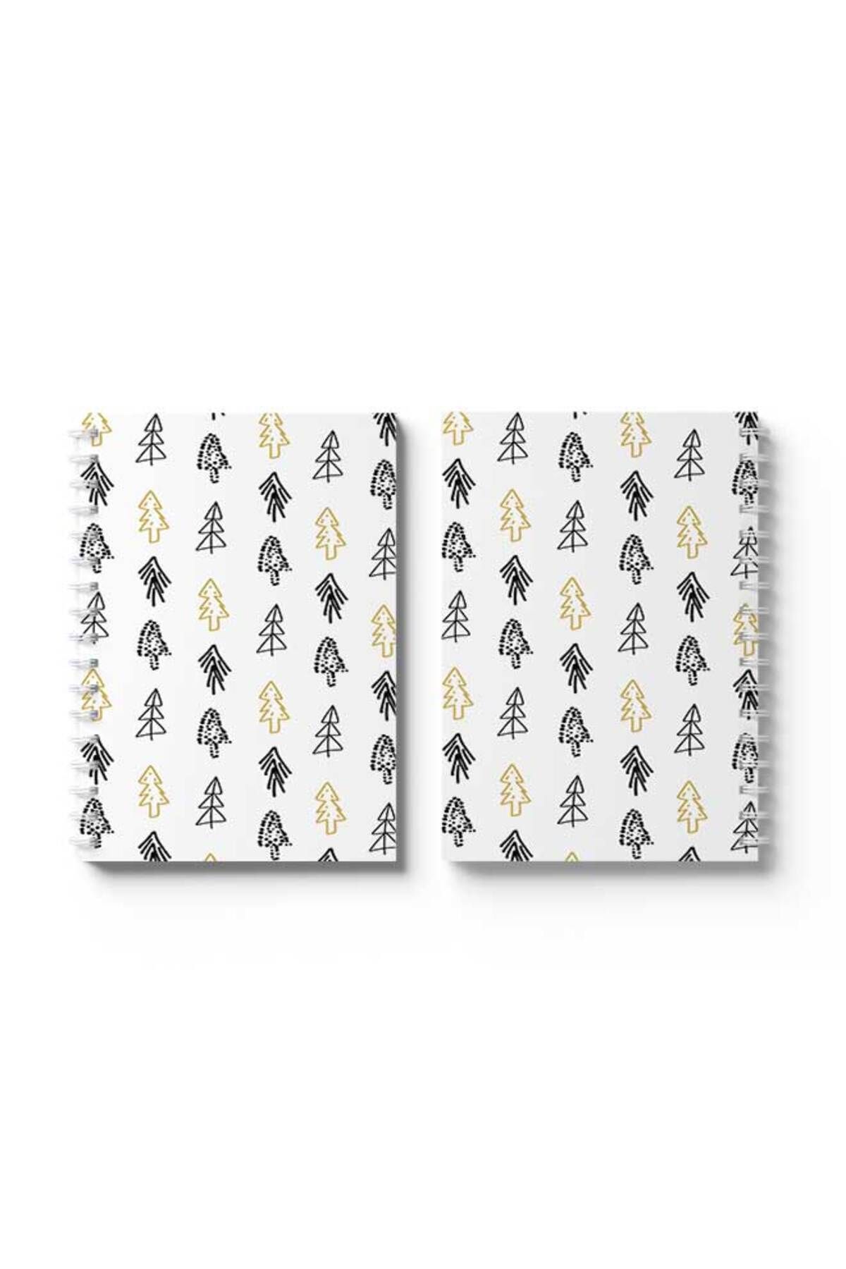 LOWHA-Spiral Notebook with Front and Back Hard Covers Featuring Pine Trees Design 4