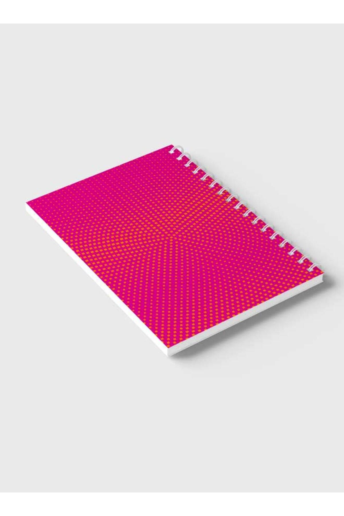 LOWHA-Spiral Notebook with Front and Back Hard Covers Featuring Square Halftone Yellow Design 6