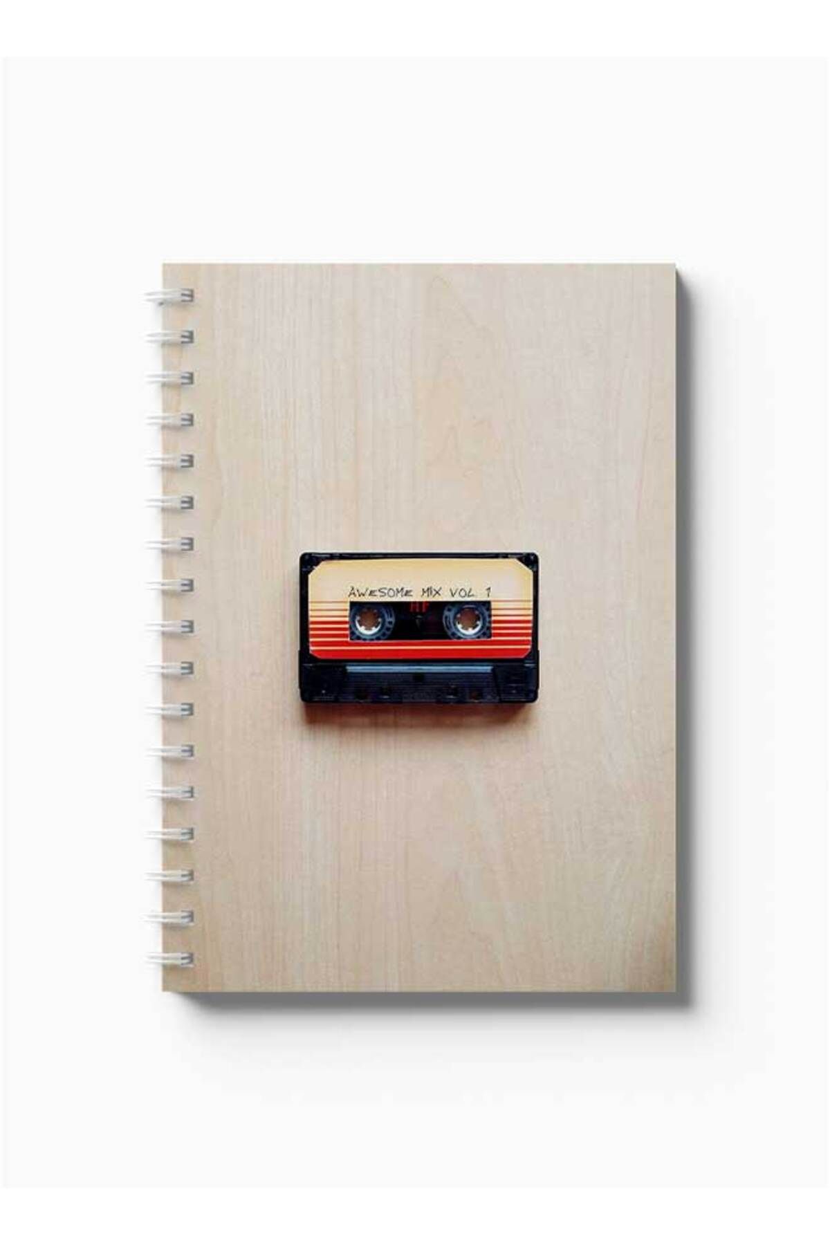 LOWHA-Spiral Notebook with Front and Back Hard Covers Featuring Mix Tape Design 5