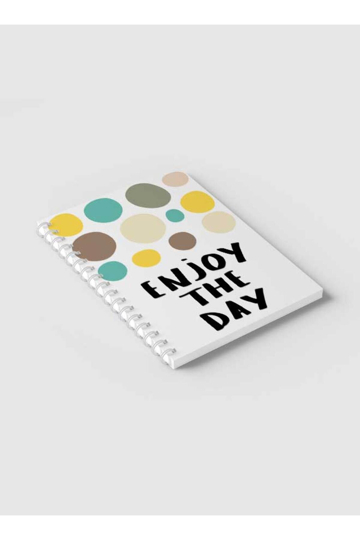 LOWHA-Spiral Notebook with Front and Back Hard Covers Featuring Enjoy the Day Doodle Circles Design 2