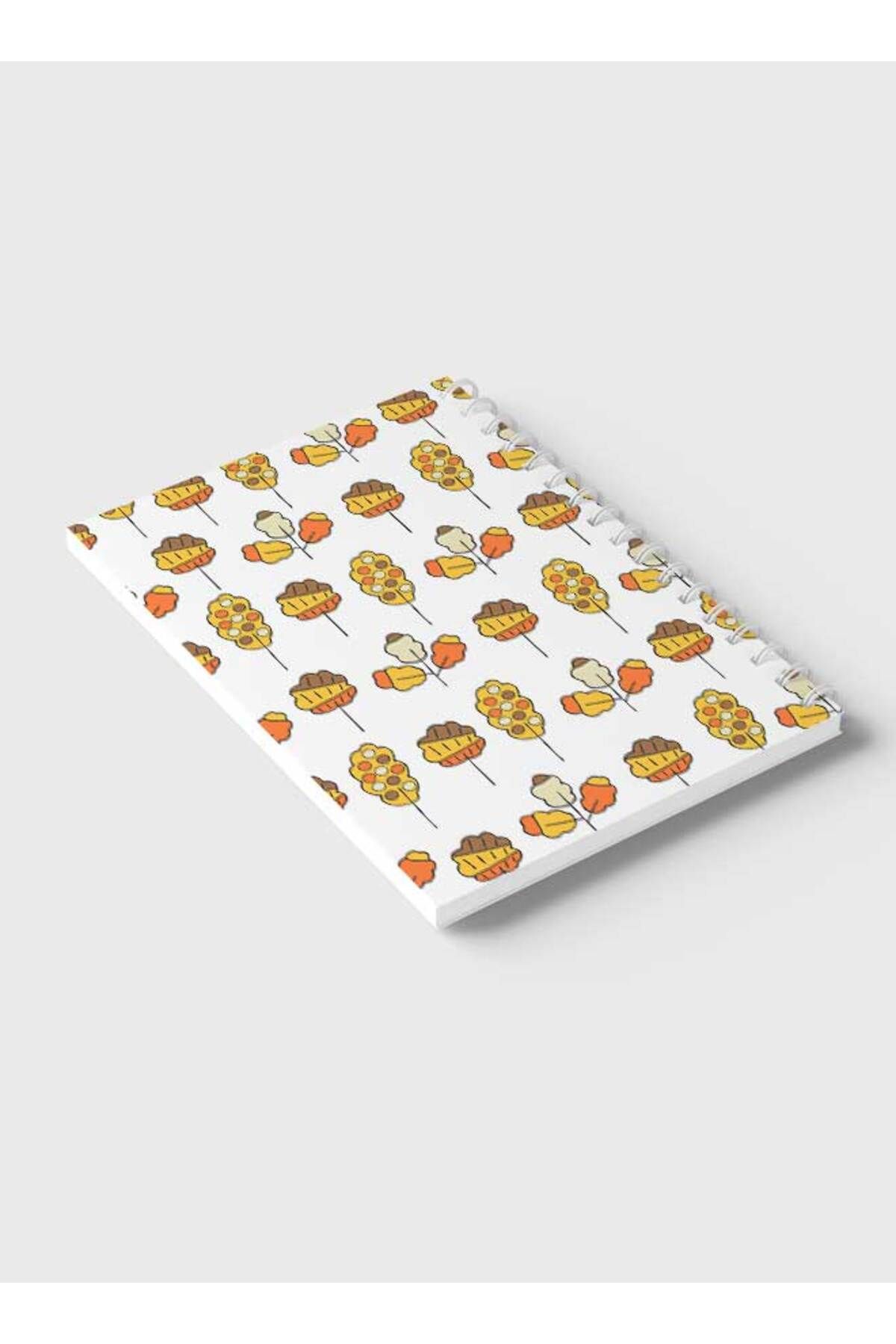 LOWHA-Spiral Notebook with Front and Back Hard Covers Featuring Leaves Draw Design 6