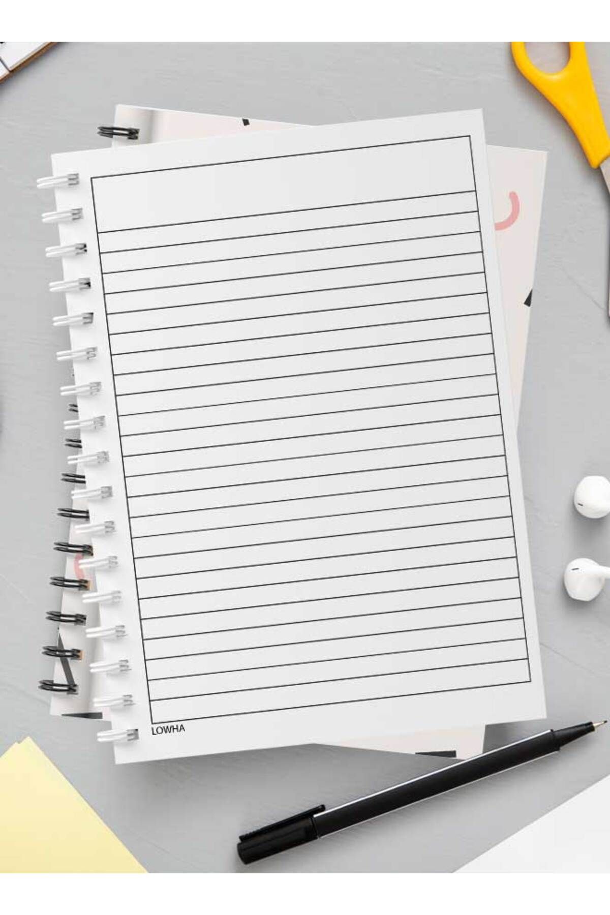 LOWHA-Spiral Notebook with Front and Back Hard Covers Featuring Memphis Abstract Shapes Design 3