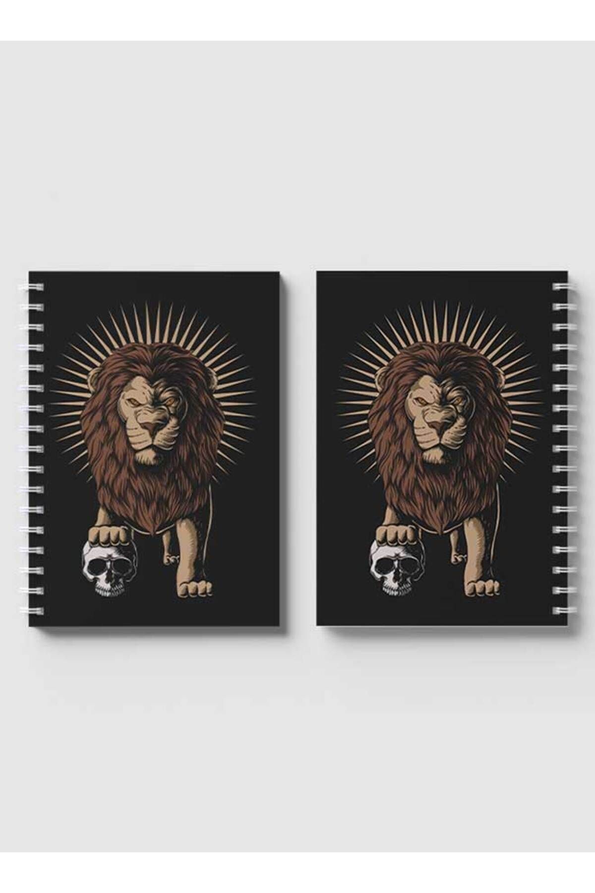 LOWHA-Spiral Notebook with Front and Back Hard Covers Featuring Lion with A Skull Design 4