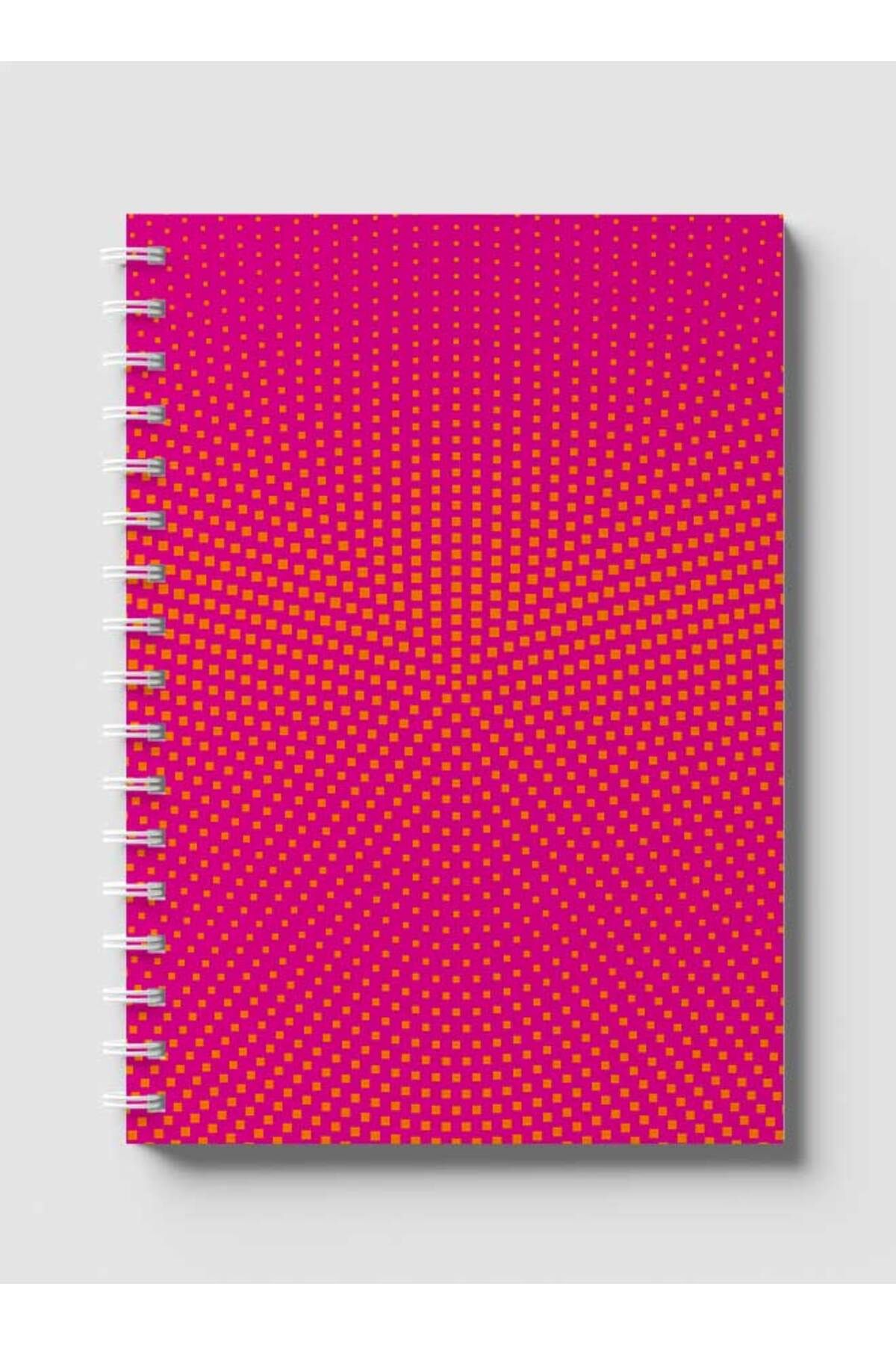 LOWHA-Spiral Notebook with Front and Back Hard Covers Featuring Square Halftone Yellow Design 1
