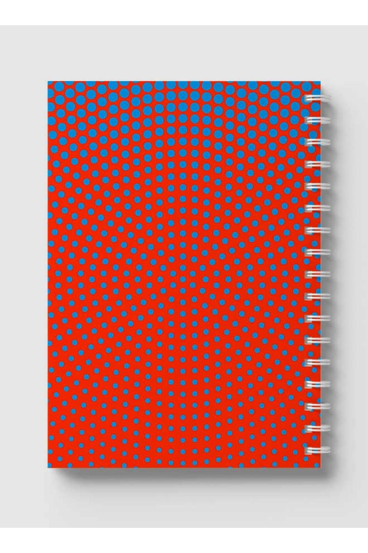 LOWHA-Spiral Notebook with Front and Back Hard Covers Featuring Circular Halftone Blue Design 5