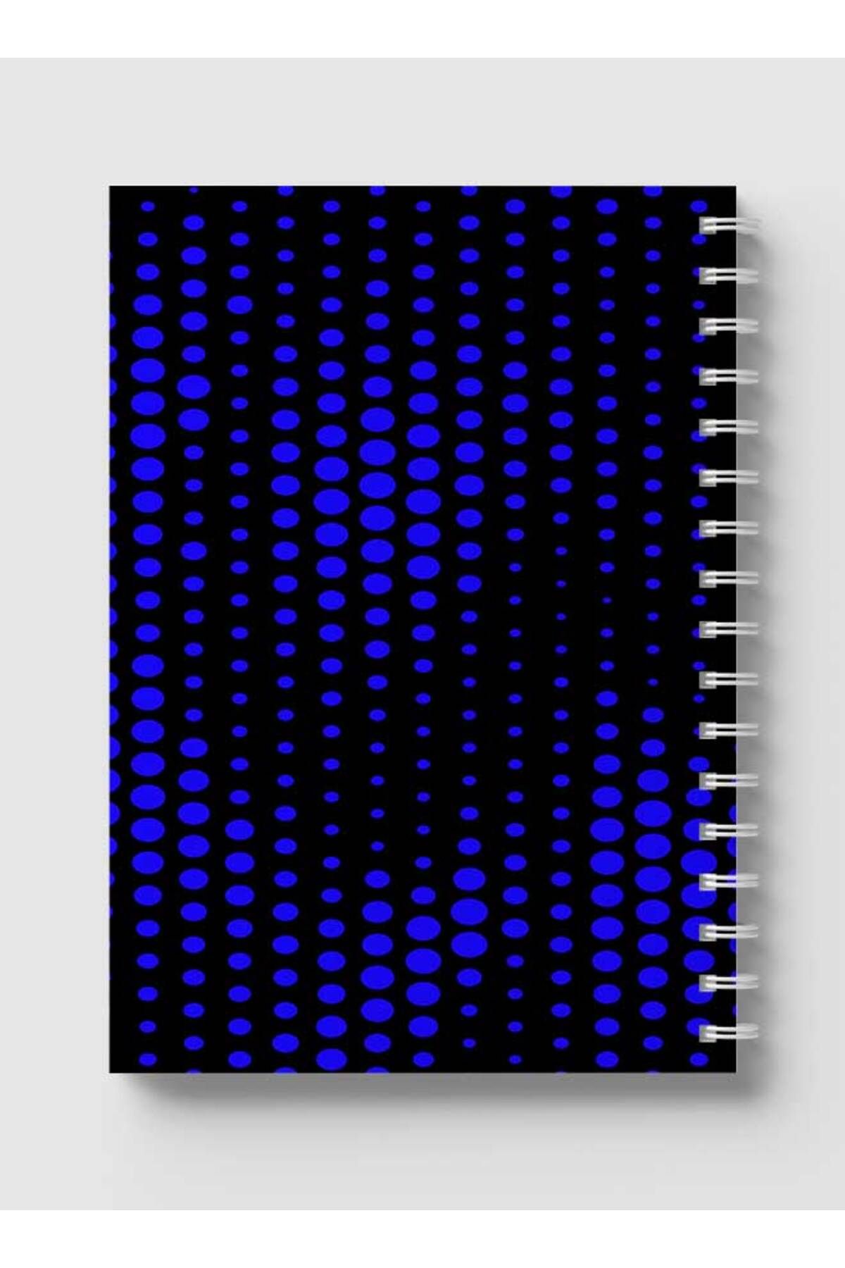 LOWHA-Spiral Notebook with Front and Back Hard Covers Featuring Swirl Halftone Blue Design 5