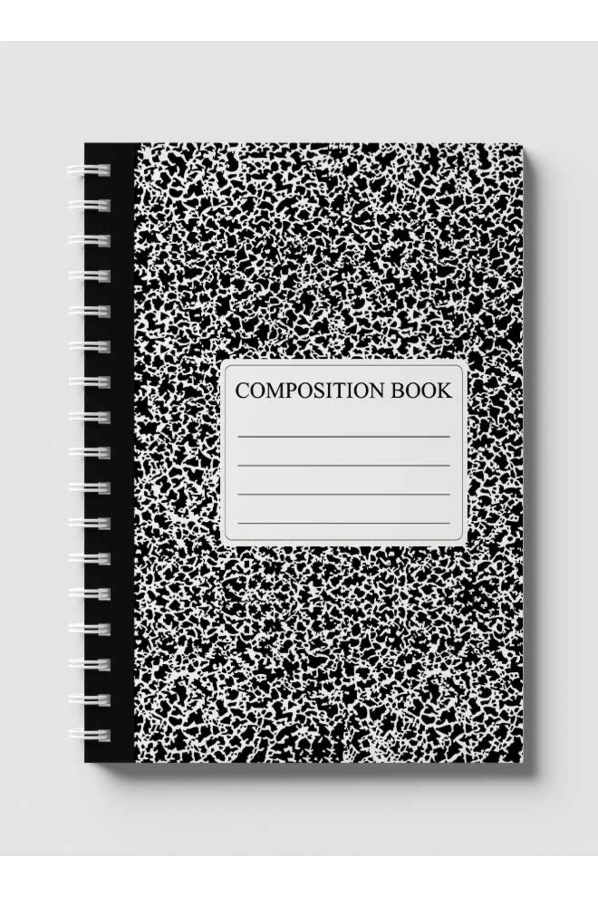 LOWHA-Spiral Notebook with Front and Back Hard Covers Featuring Composition Book Design 1