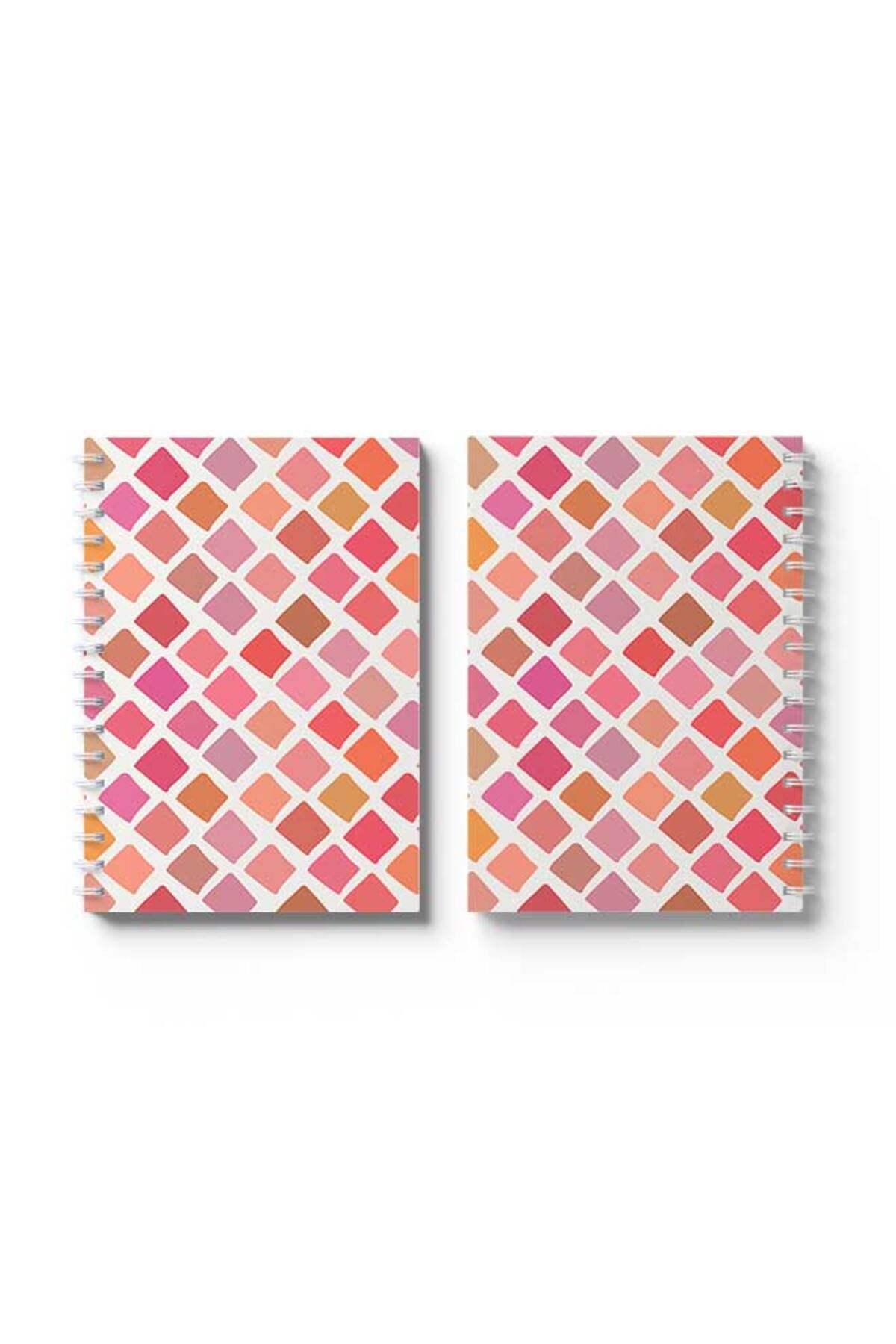 LOWHA-Spiral Notebook with Front and Back Hard Covers Featuring Qolourful Squares Design 4