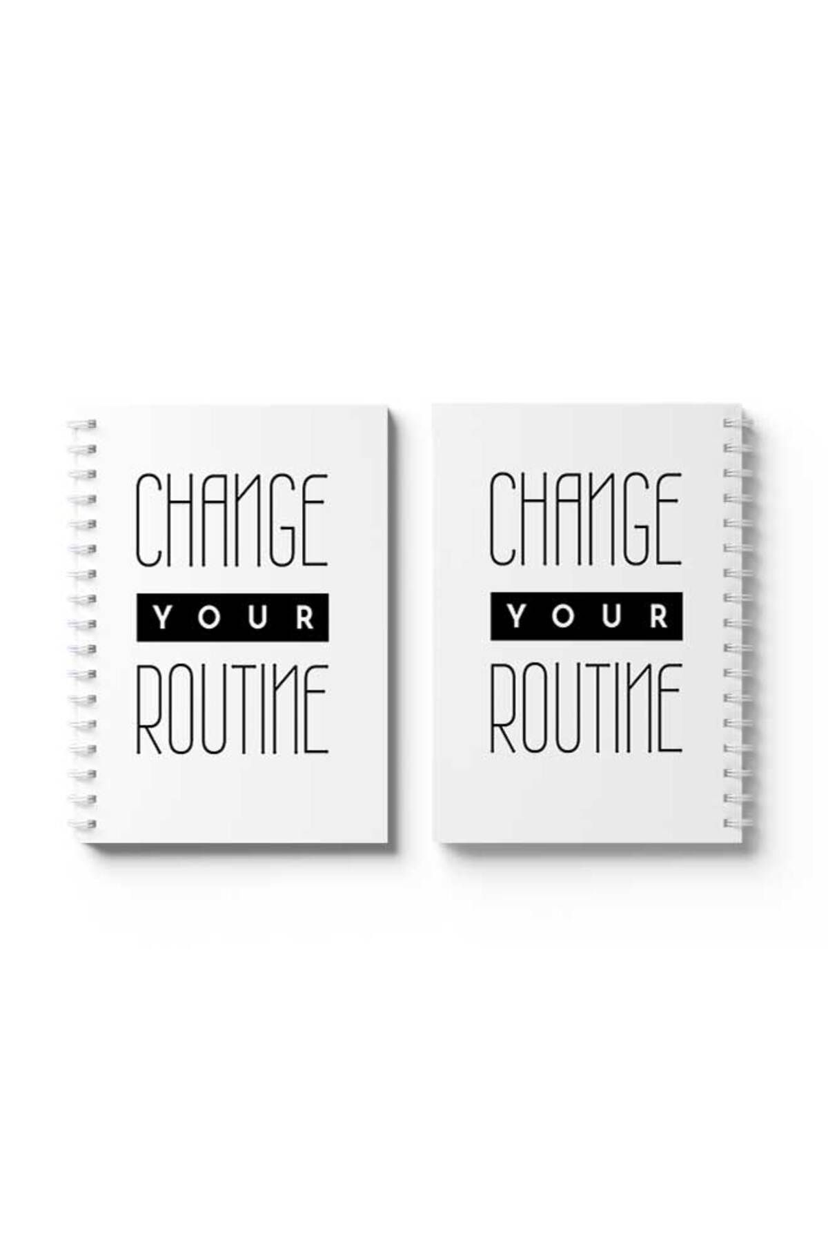 LOWHA-Spiral Notebook with Front and Back Hard Covers Featuring Change Your Routine Design 4