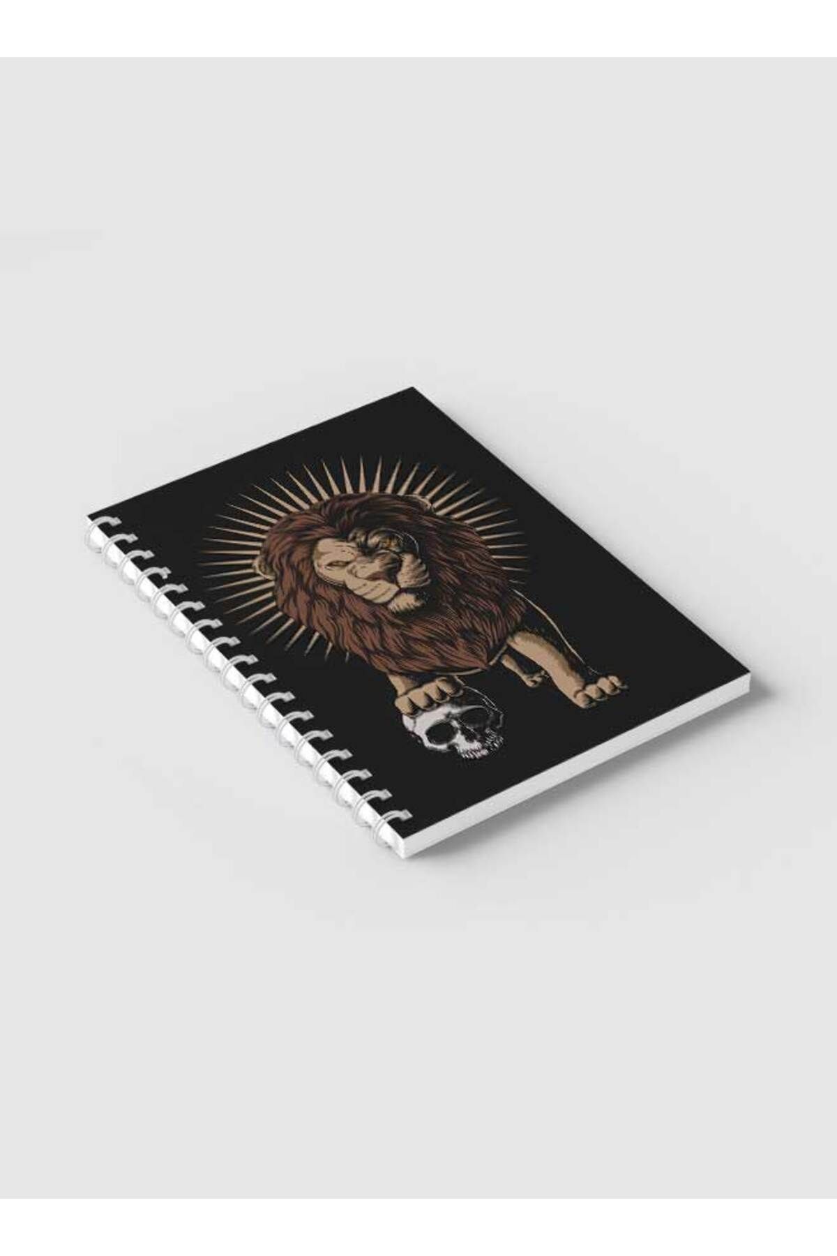 LOWHA-Spiral Notebook with Front and Back Hard Covers Featuring Lion with A Skull Design 6